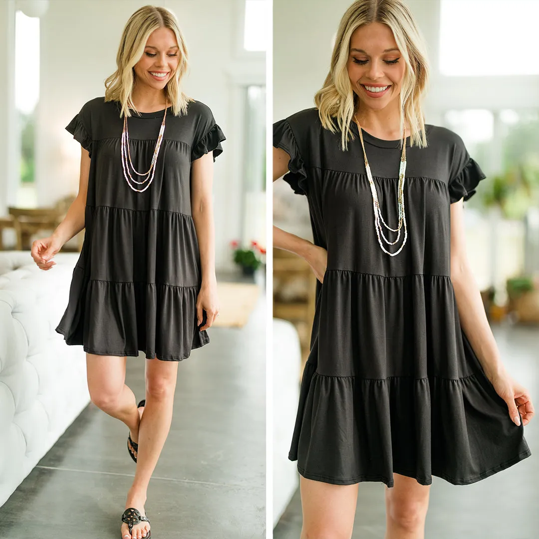 Living For Love Black Tiered Dress