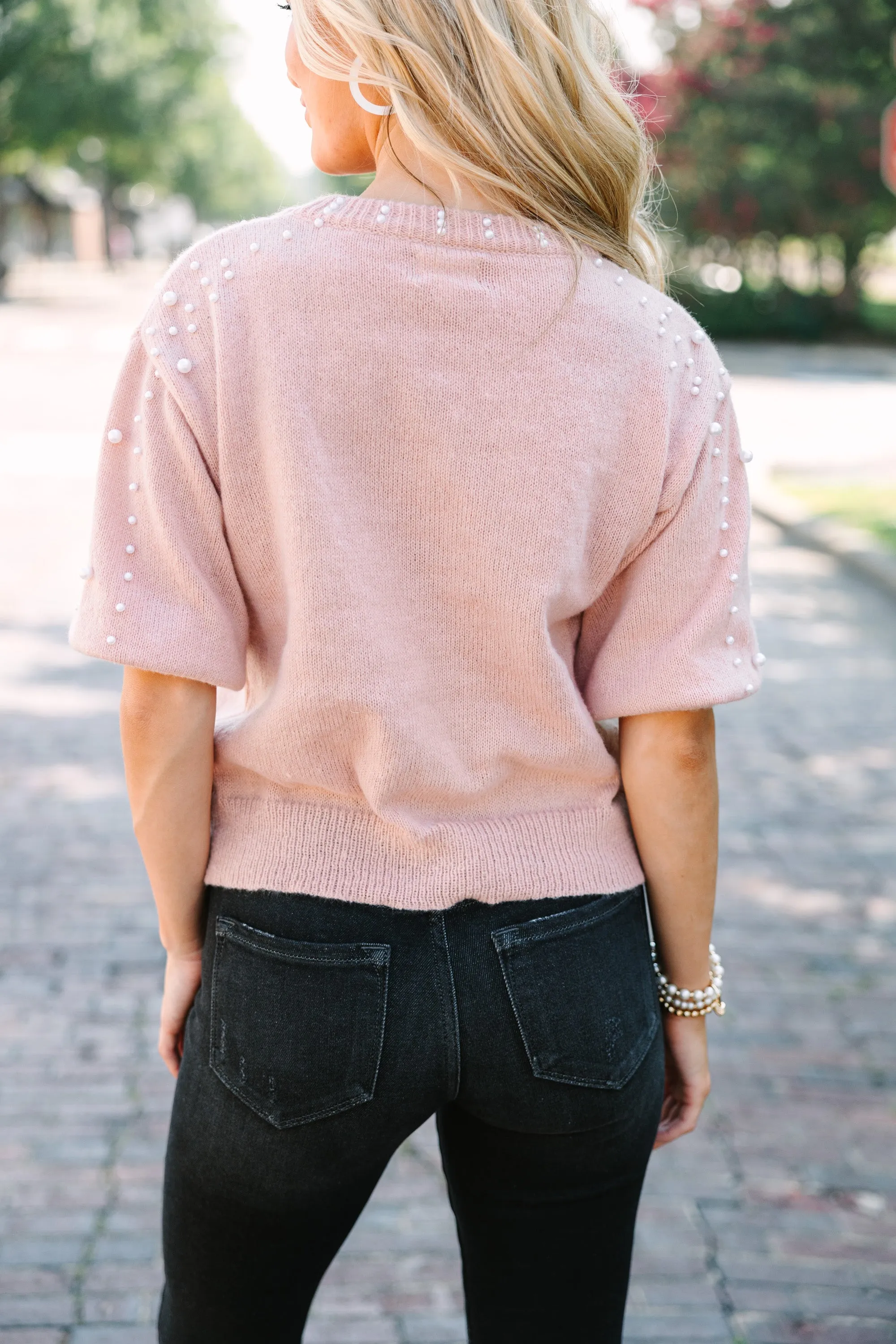 Long Story Oatmeal Brown Embellished Sweater