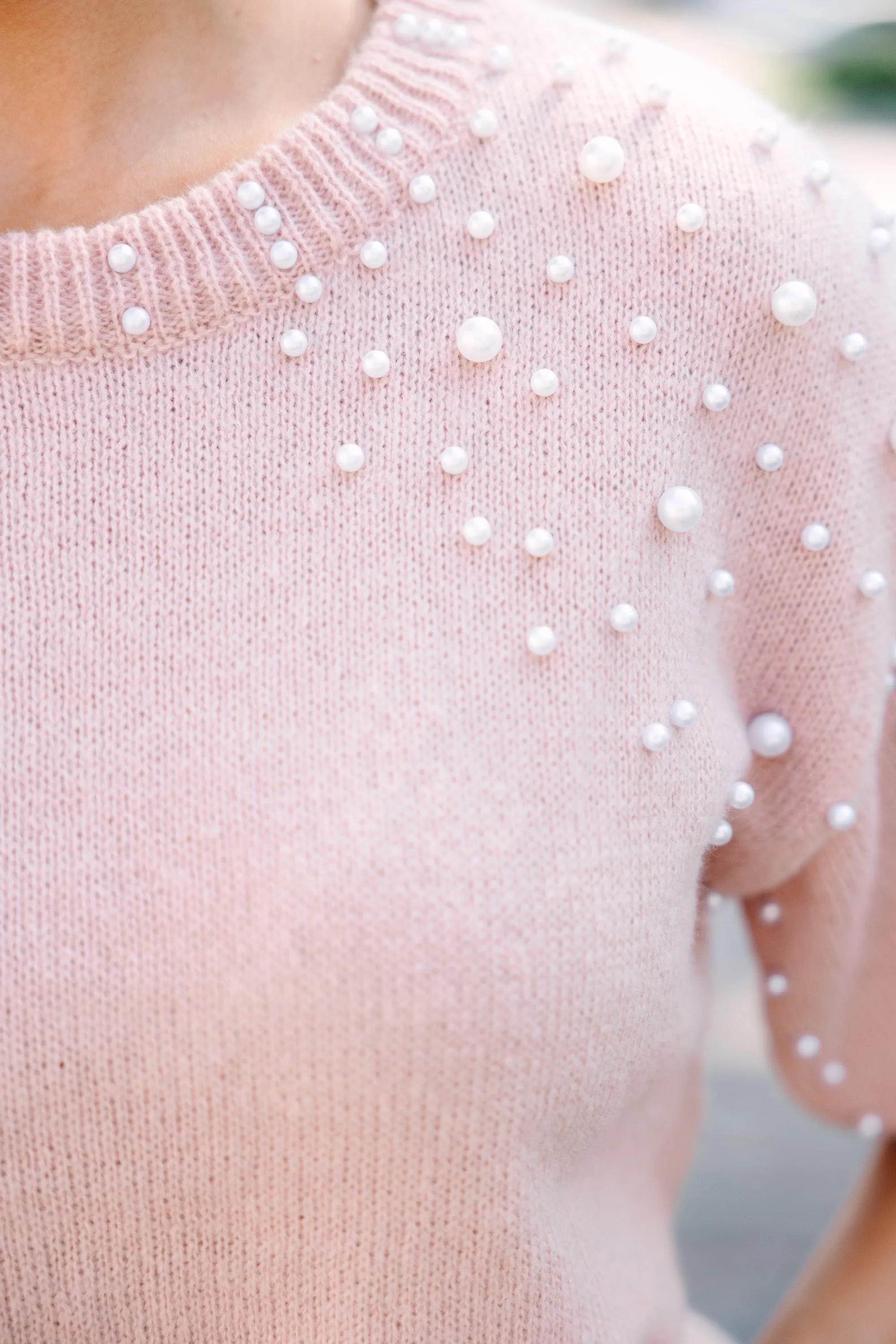 Long Story Oatmeal Brown Embellished Sweater