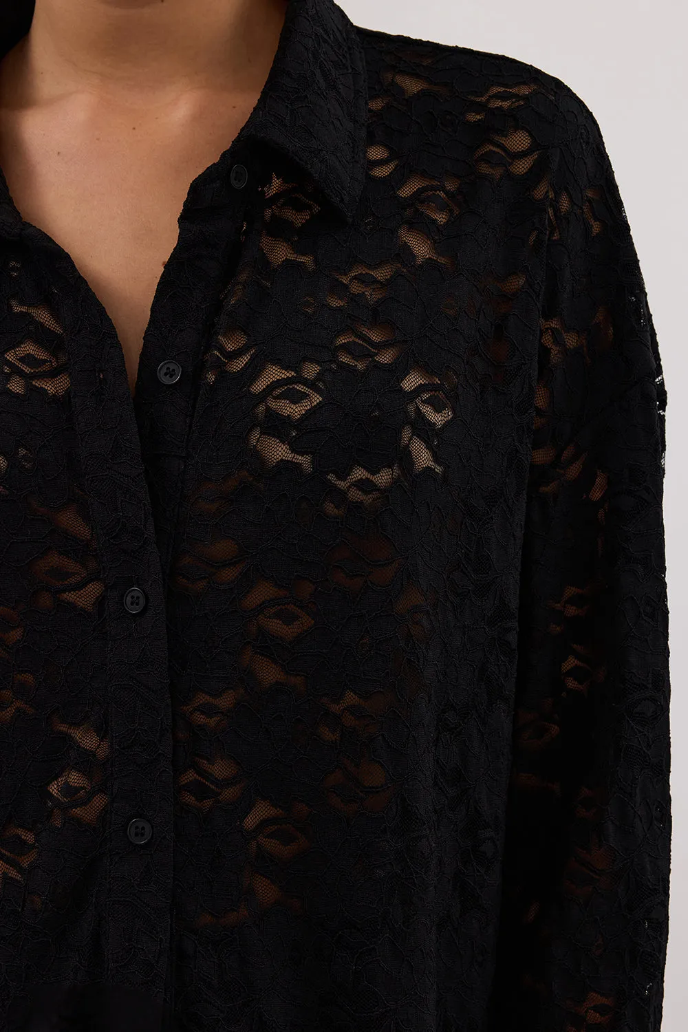 LOULA BLACK LACE LONG SLEEVE SHIRT