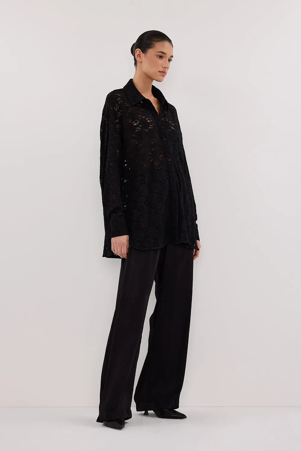 LOULA BLACK LACE LONG SLEEVE SHIRT