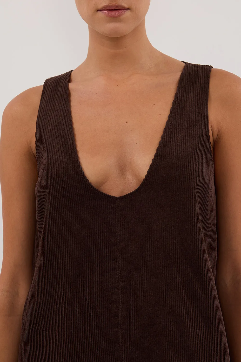 MILA CHOC COTTON CORDUROY MINI DRESS