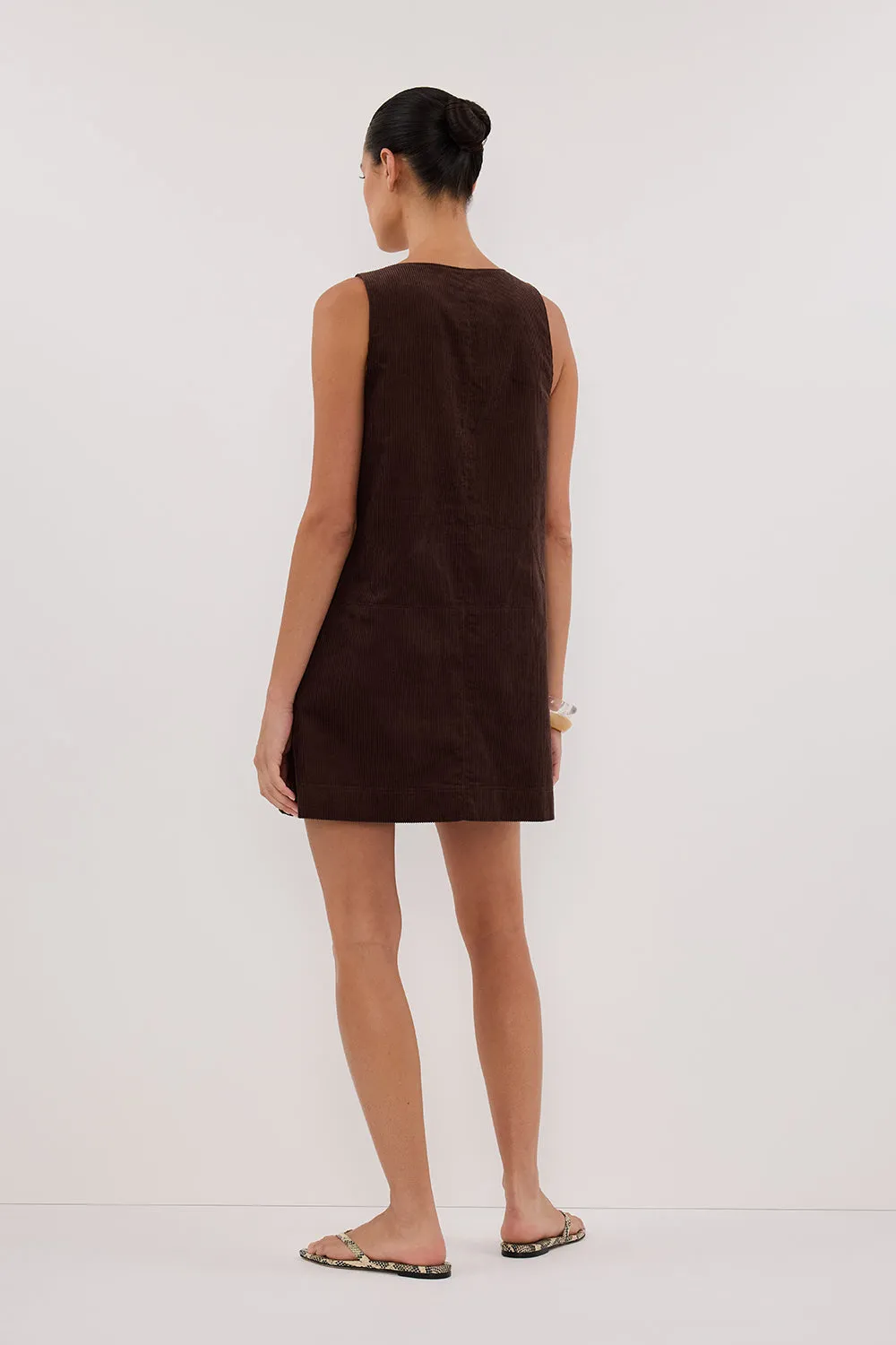 MILA CHOC COTTON CORDUROY MINI DRESS