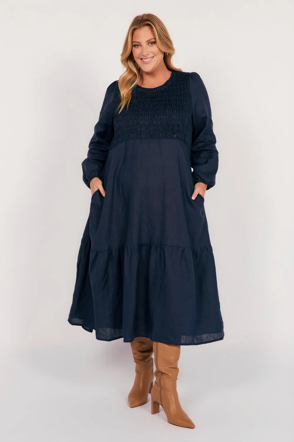 Minden Shirred Dress - COMBINED LISTING