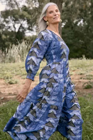 Nicci Shirred Dress in Bagru