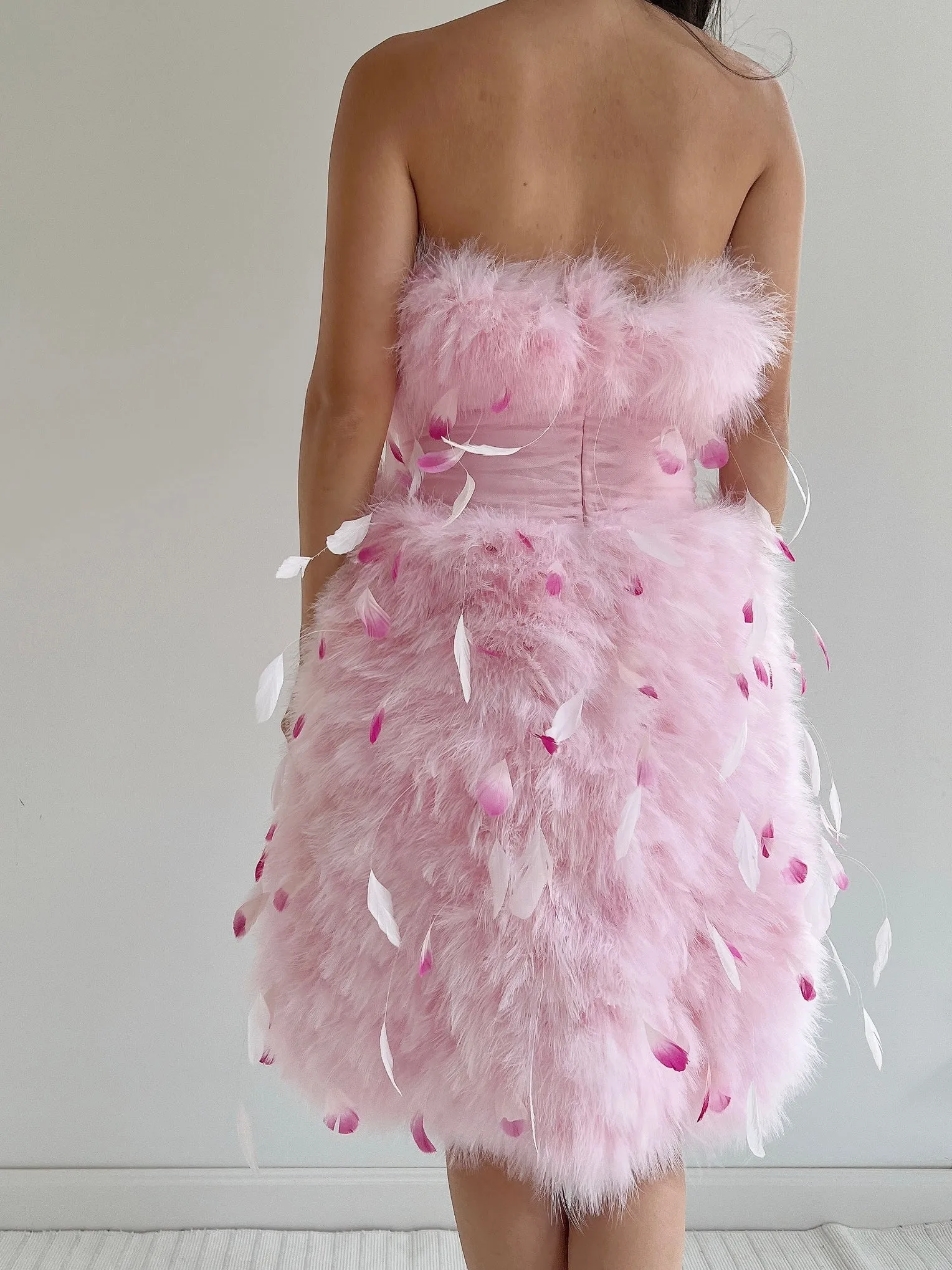 NWT Pamela Roland Pink Feather Dress - S/4