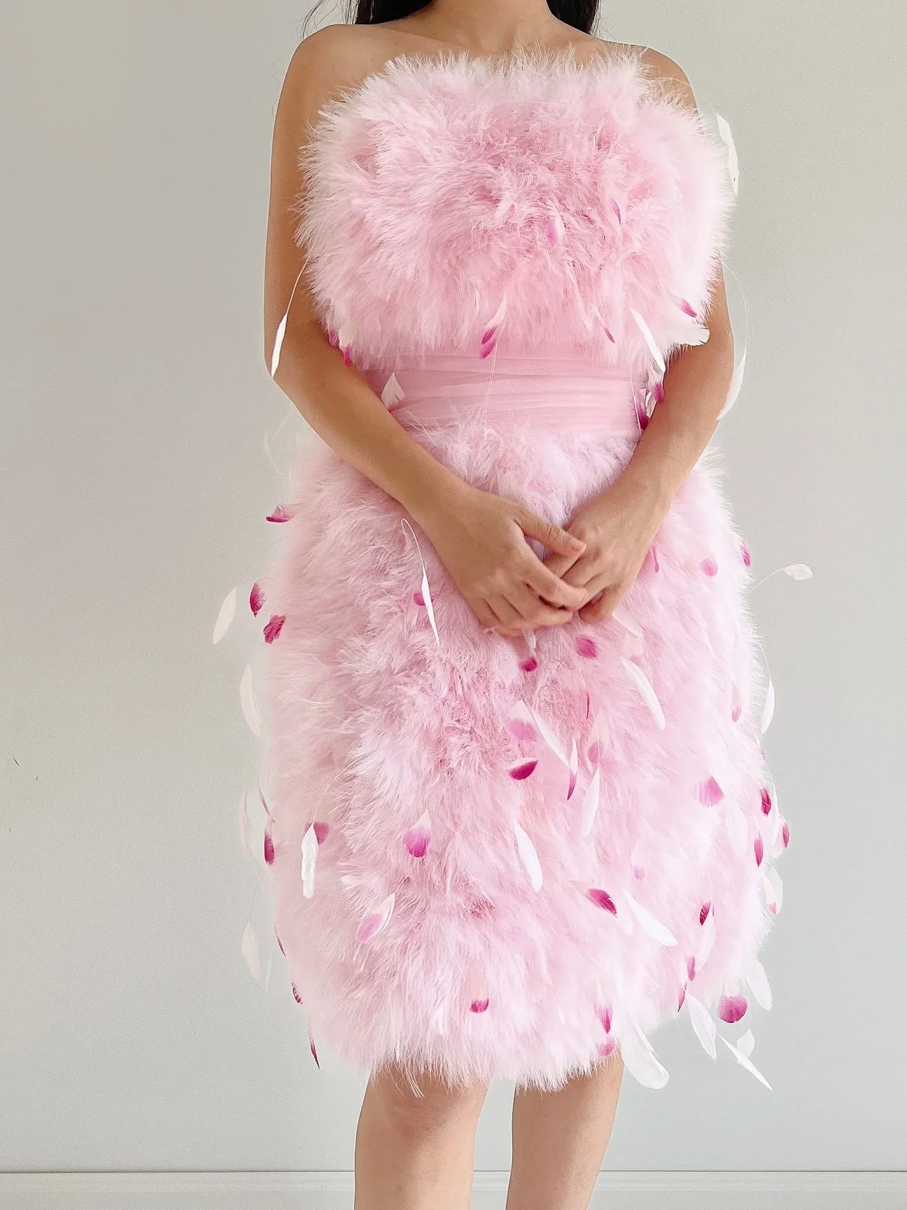 NWT Pamela Roland Pink Feather Dress - S/4
