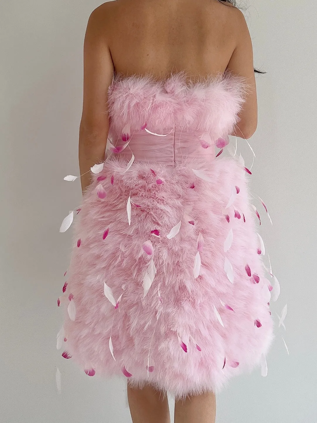 NWT Pamela Roland Pink Feather Dress - S/4