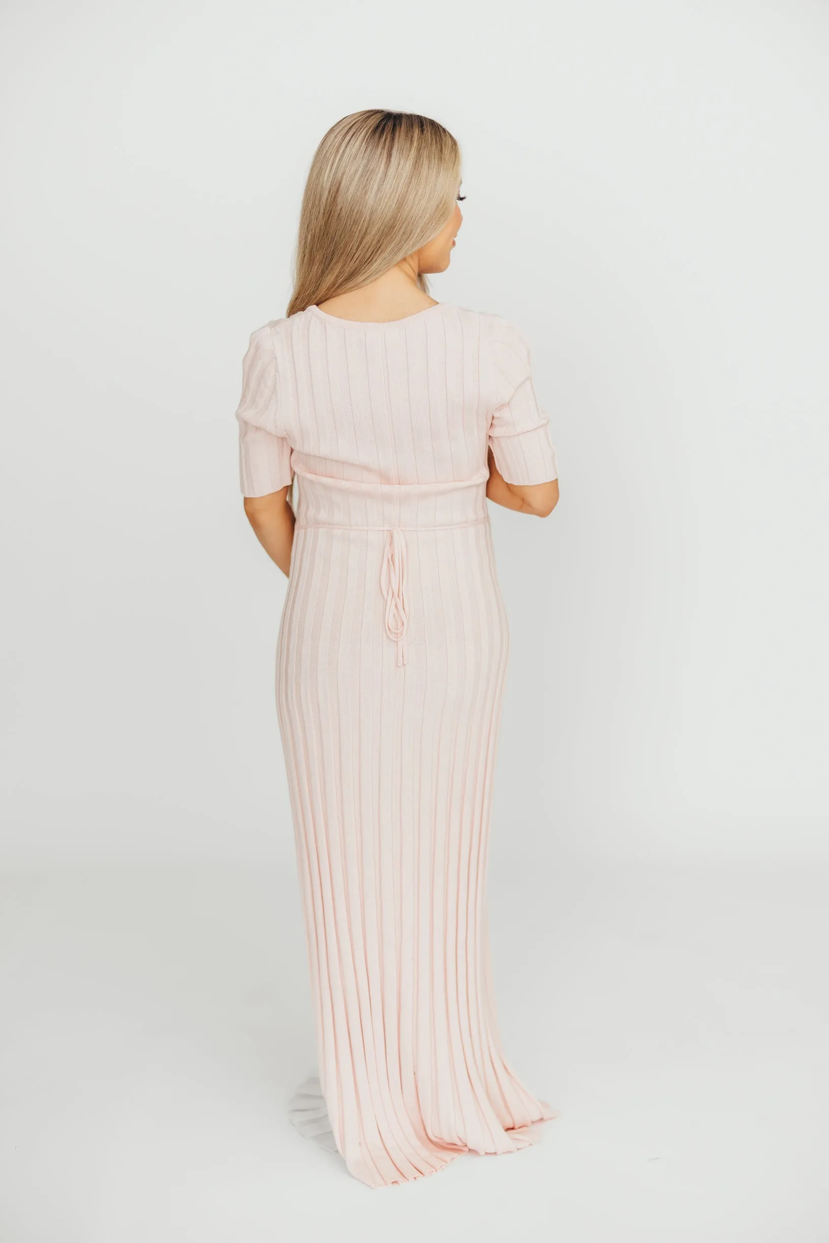Oakley Ribbed Maxi Dress in Light Pink - Bump Friendly
