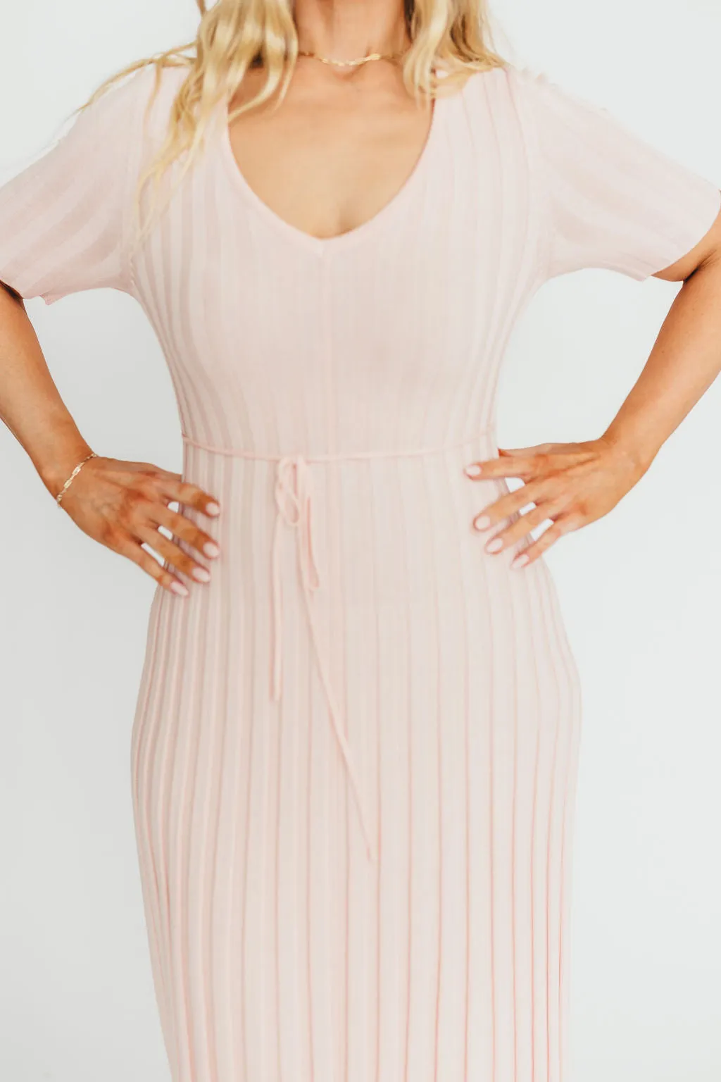 Oakley Ribbed Maxi Dress in Light Pink - Bump Friendly