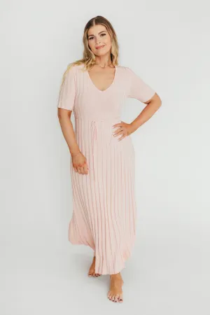Oakley Ribbed Maxi Dress in Light Pink - Bump Friendly