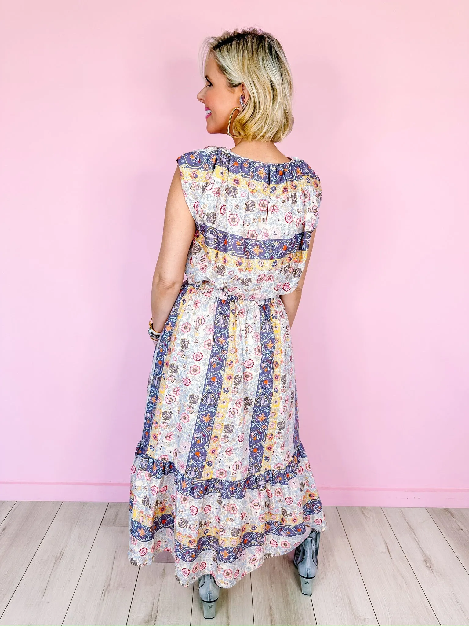 PAISLEY VINES STRIPE MIDI SKIRT