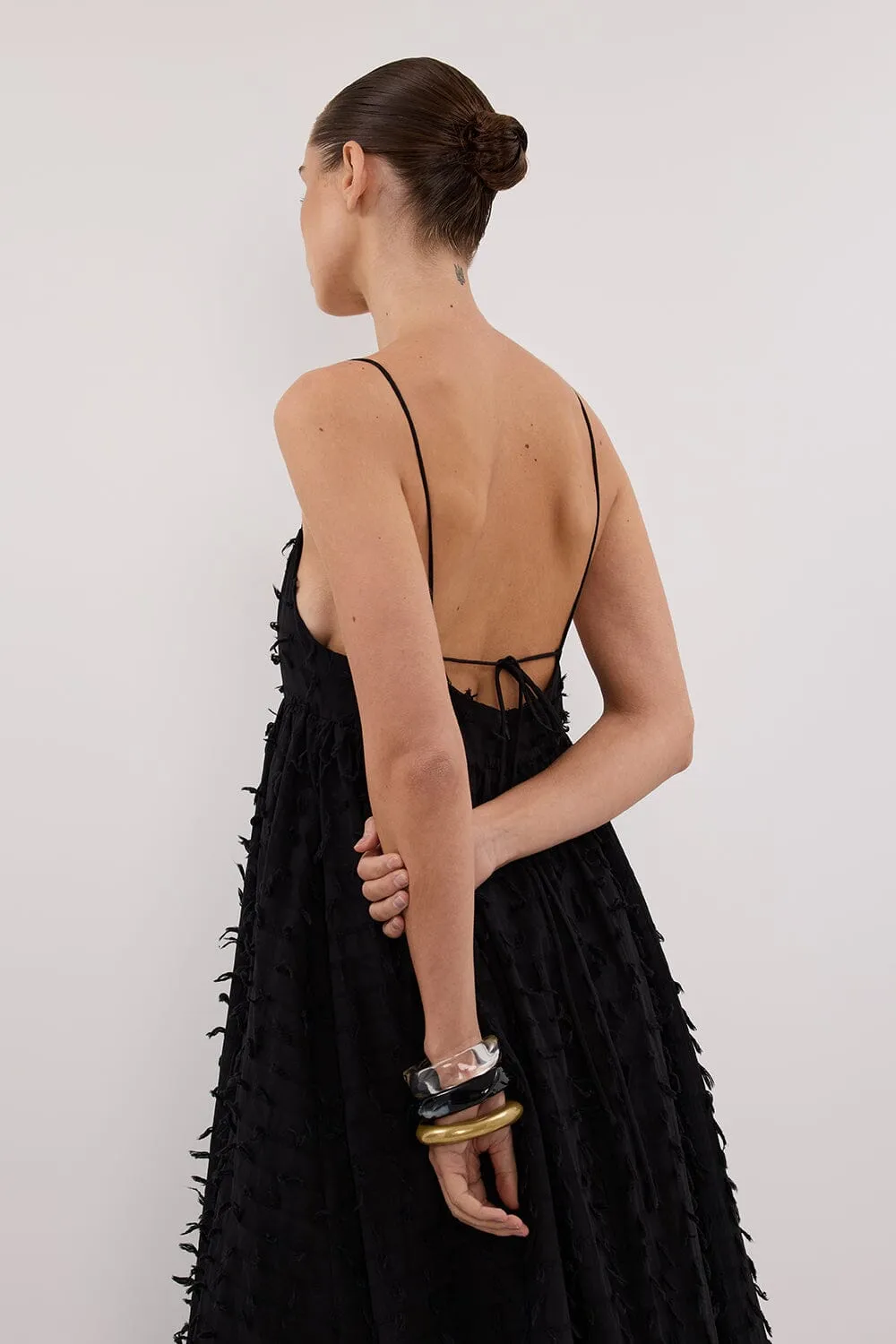 PALOMA BLACK BABYDOLL MIDI DRESS