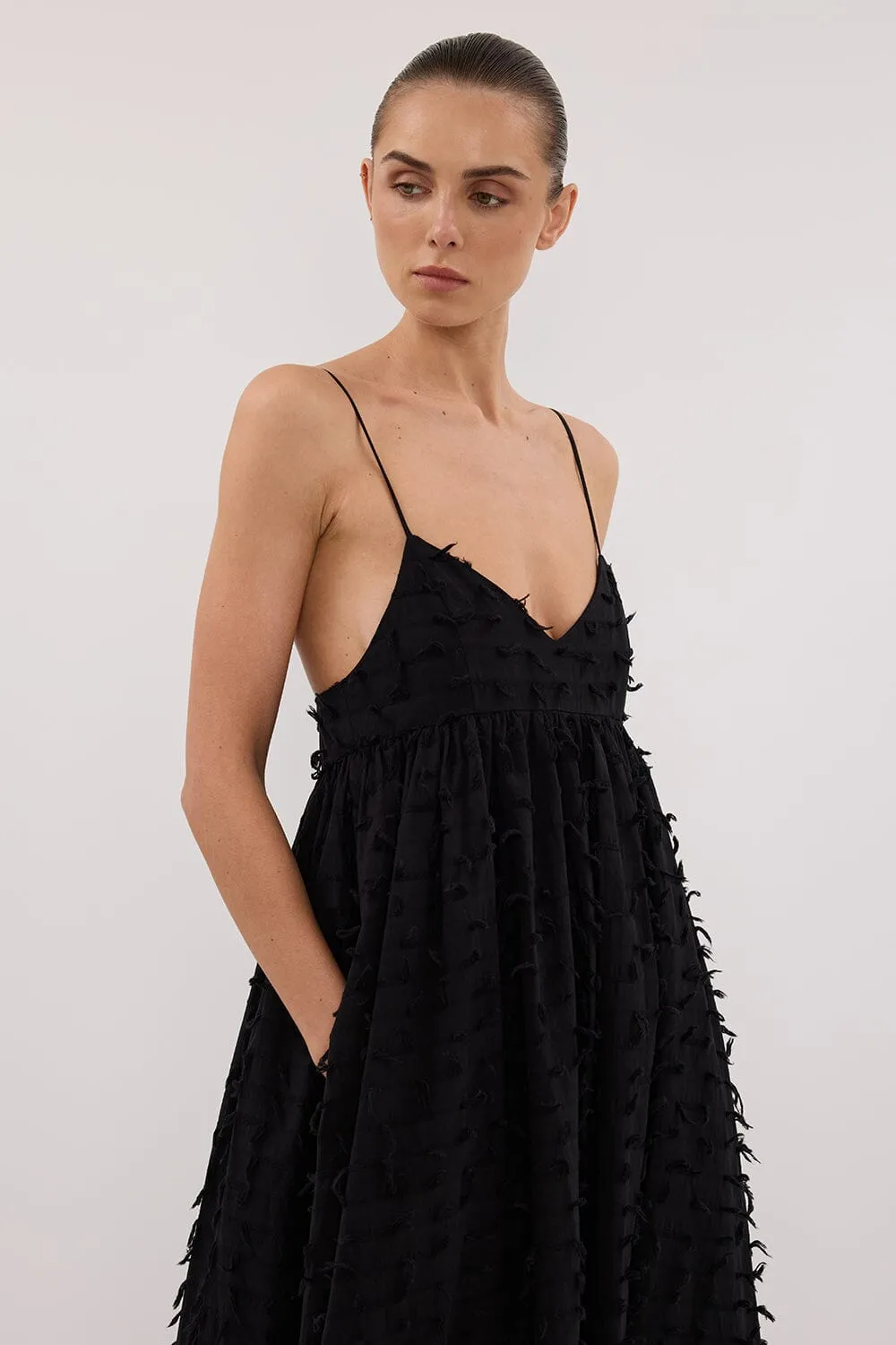 PALOMA BLACK BABYDOLL MIDI DRESS