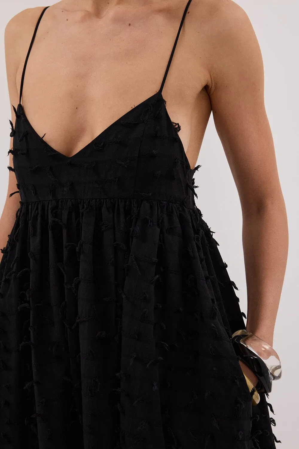 PALOMA BLACK BABYDOLL MIDI DRESS