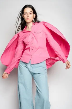 PINK BALLON SLEEVE SHIRT