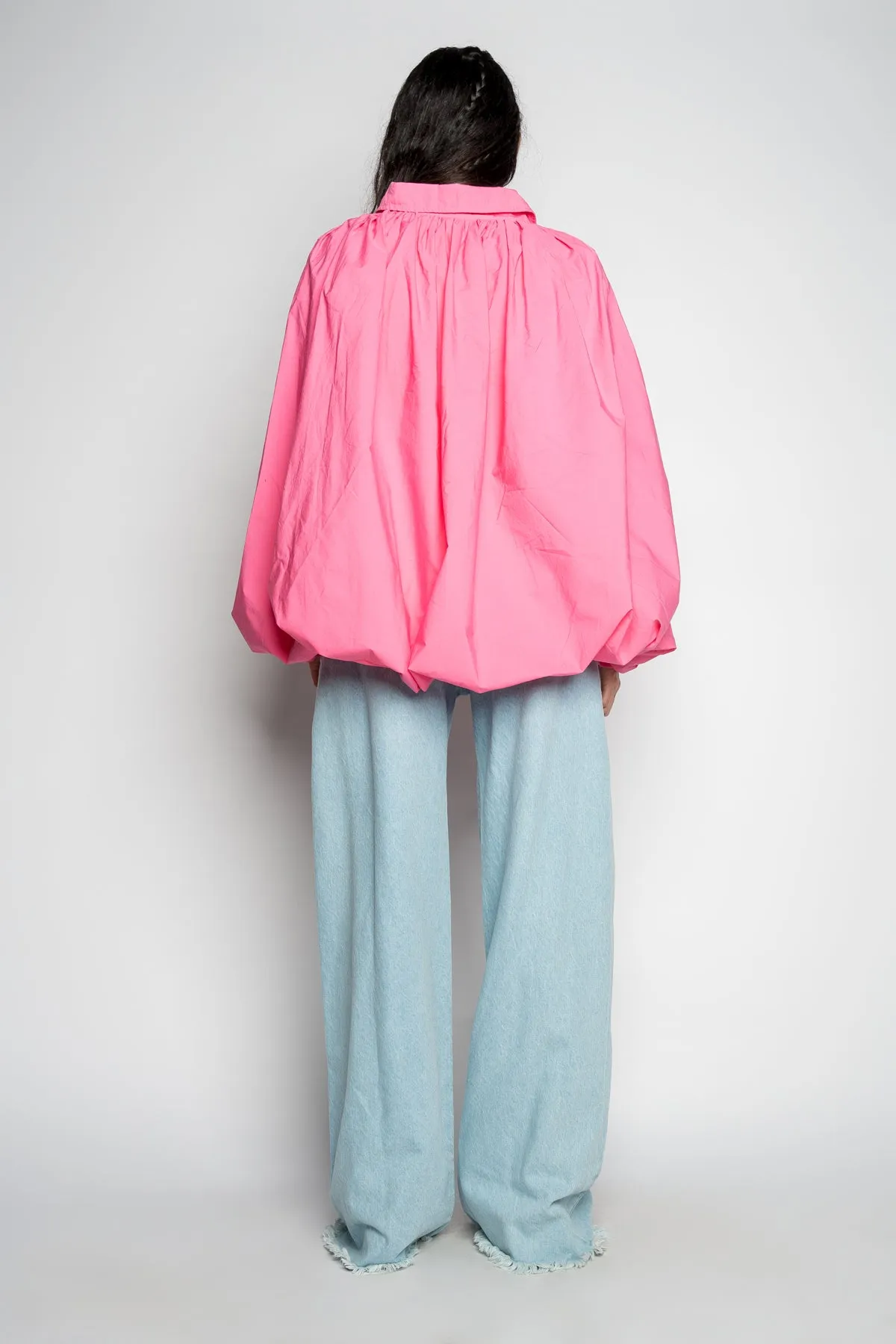 PINK BALLON SLEEVE SHIRT