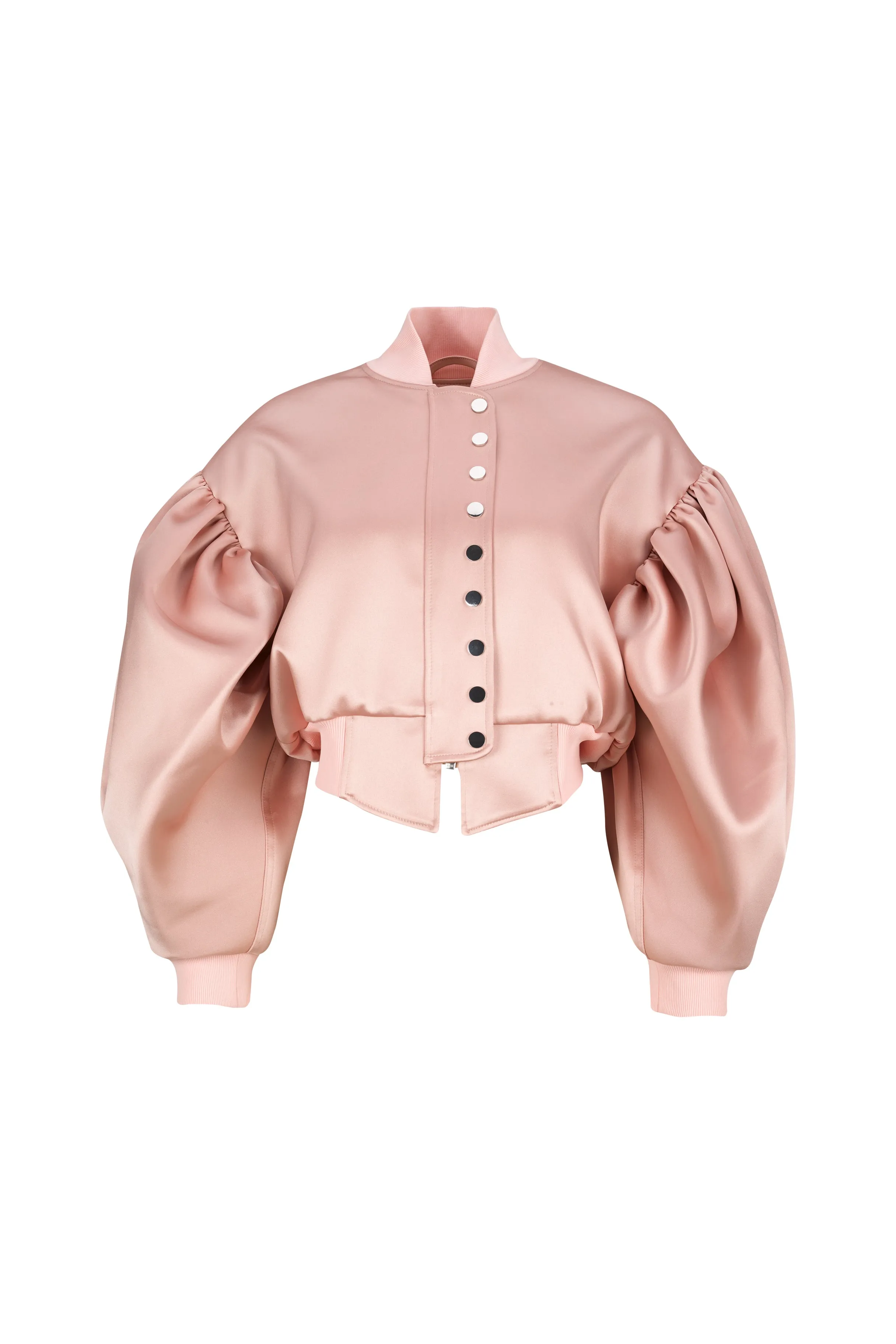 PINK BOMBER JACKET WITH PUFF SLEEVES
