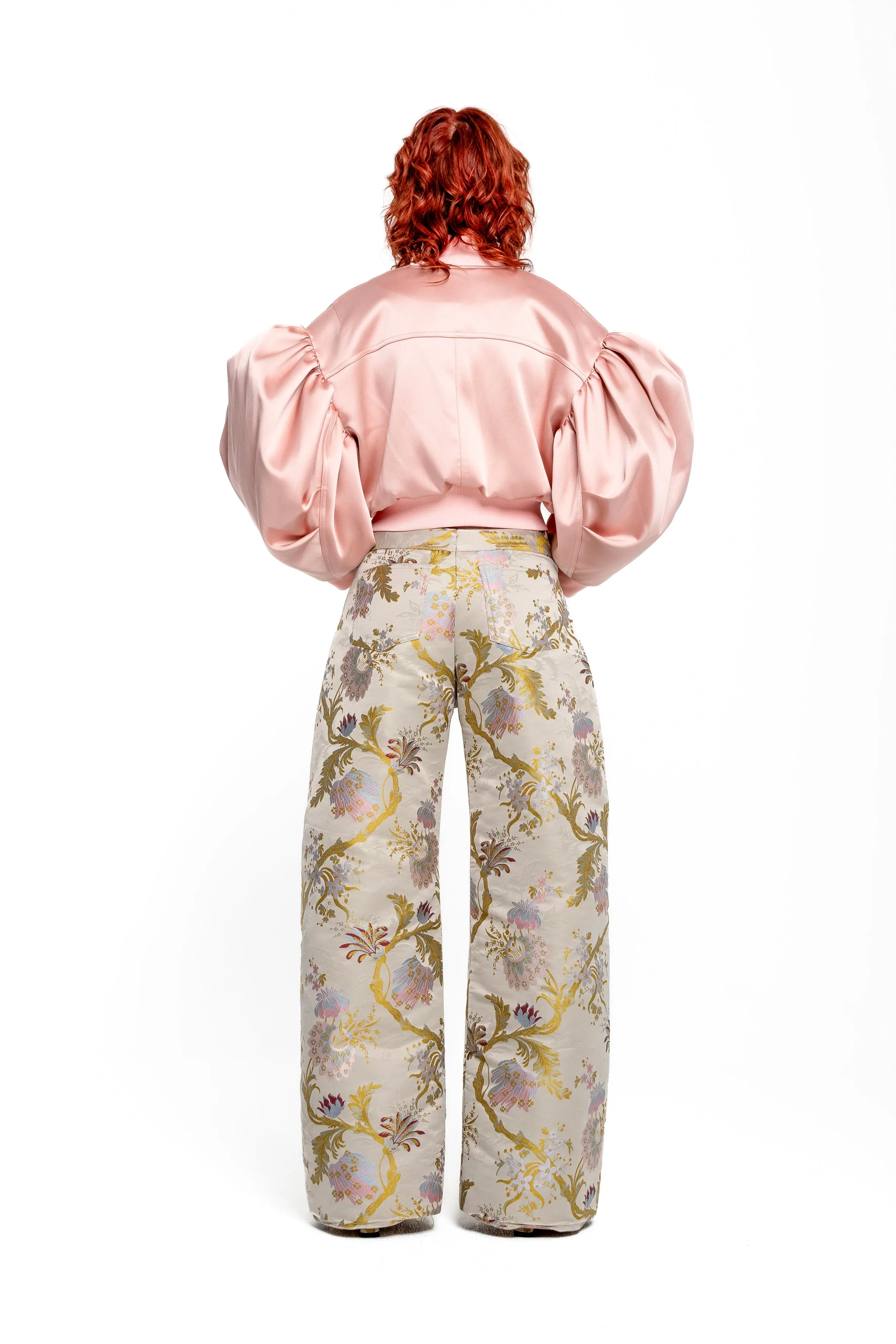 PINK BOMBER JACKET WITH PUFF SLEEVES
