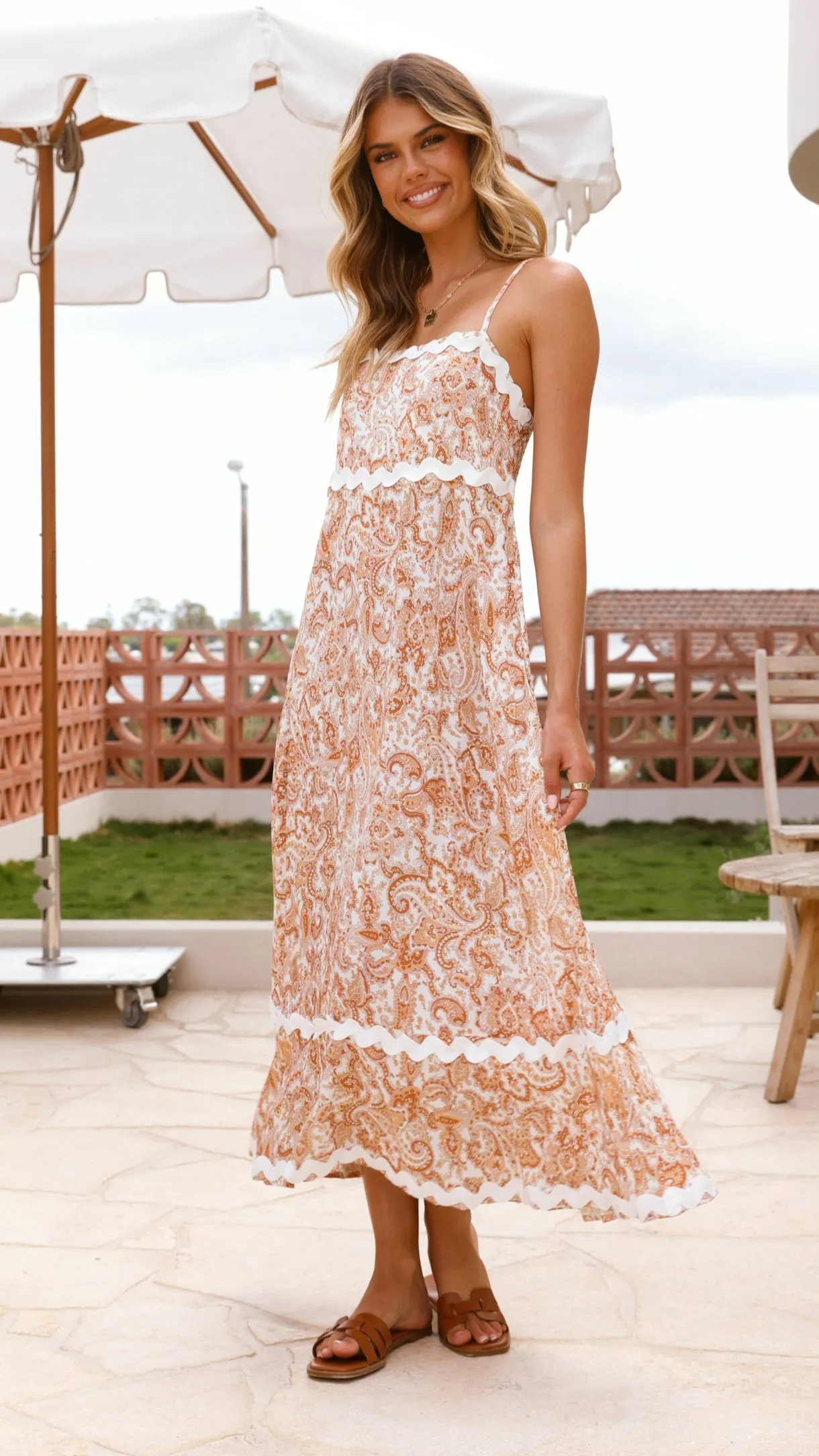 Prague Maxi Dress - Natural Paisley