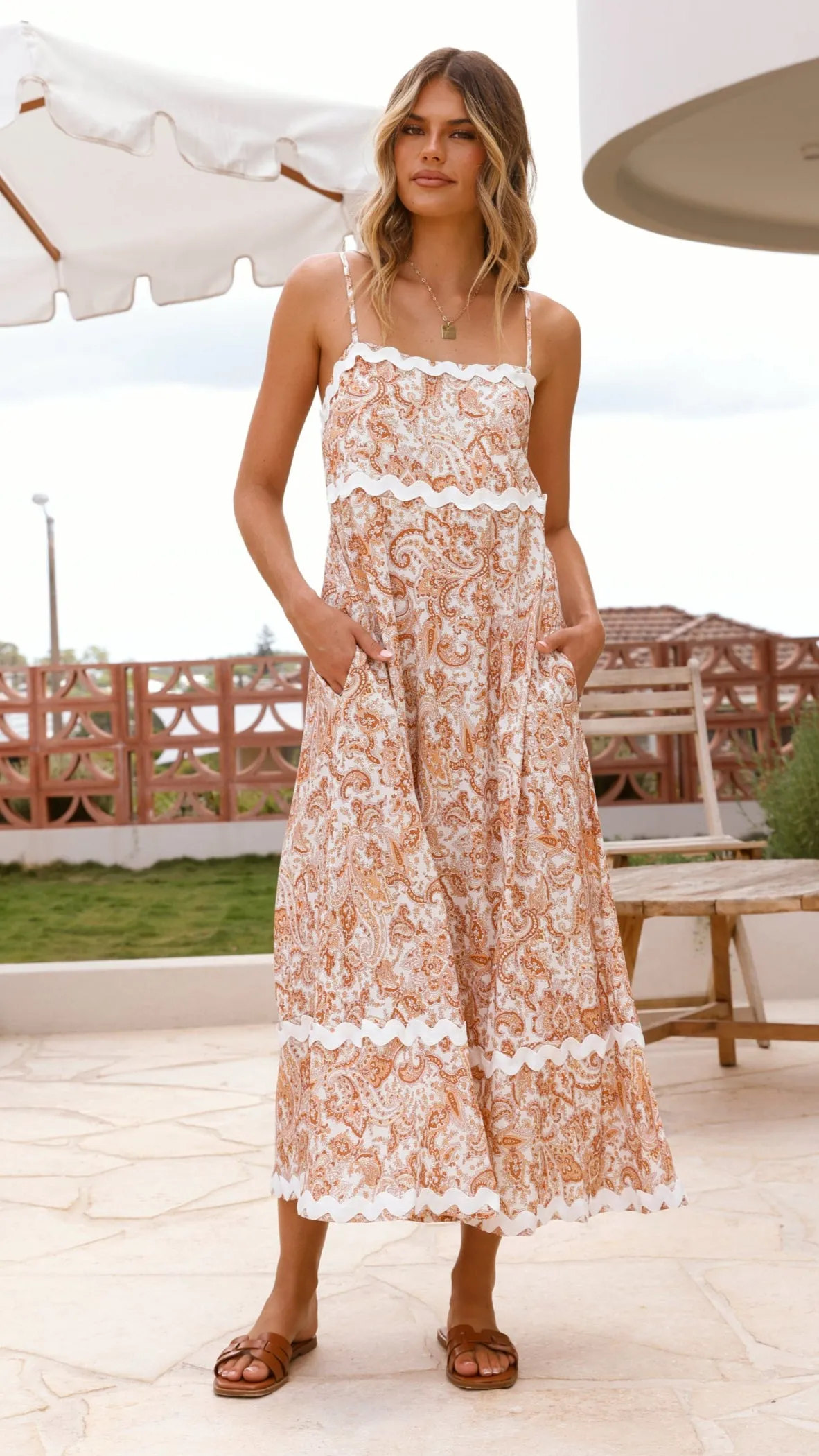 Prague Maxi Dress - Natural Paisley