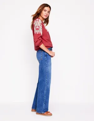 Puff Sleeve Cutwork Sweatshirt-Teracotta