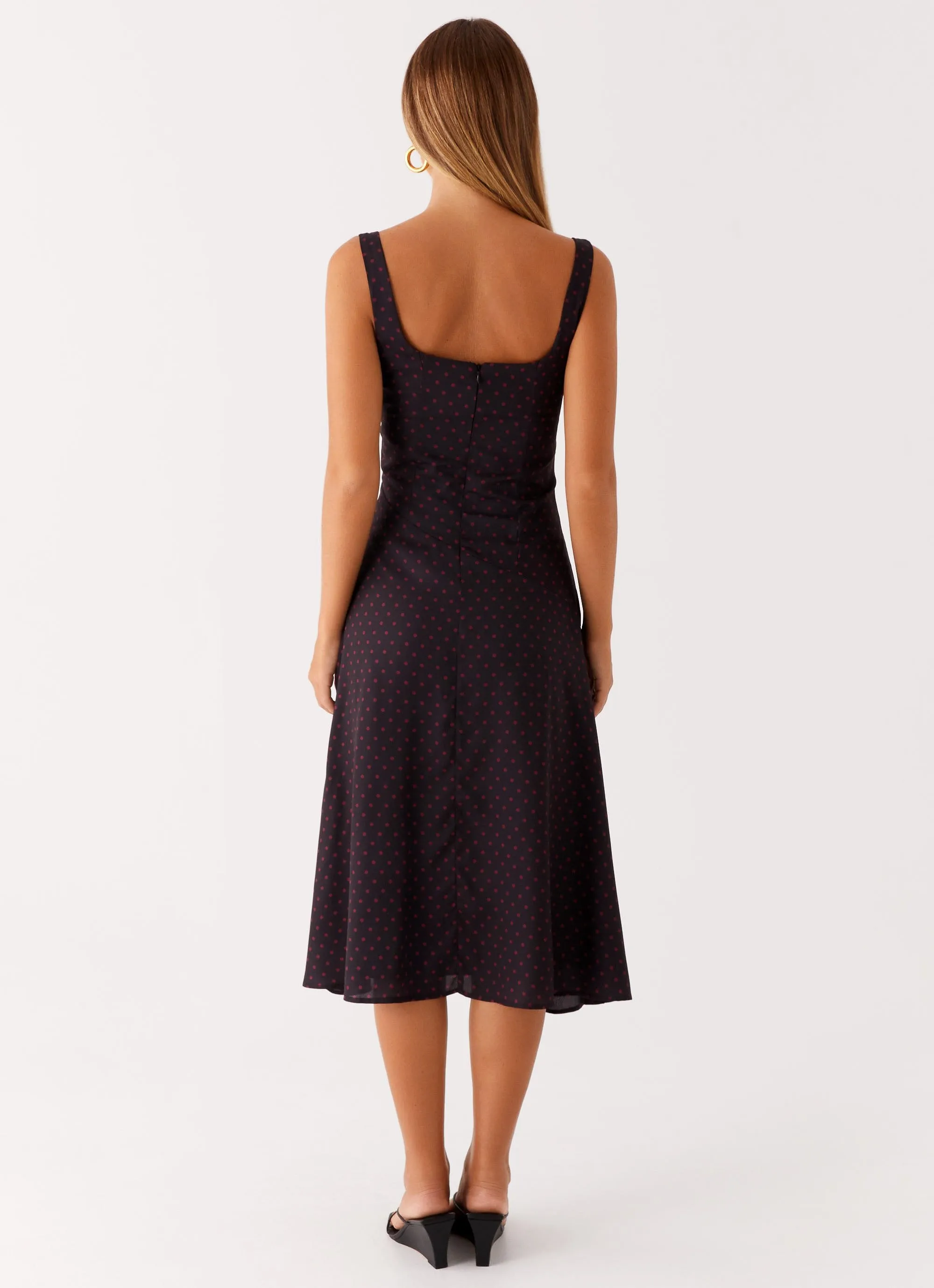 Rowyn Midi Dress - Black Polka Dot