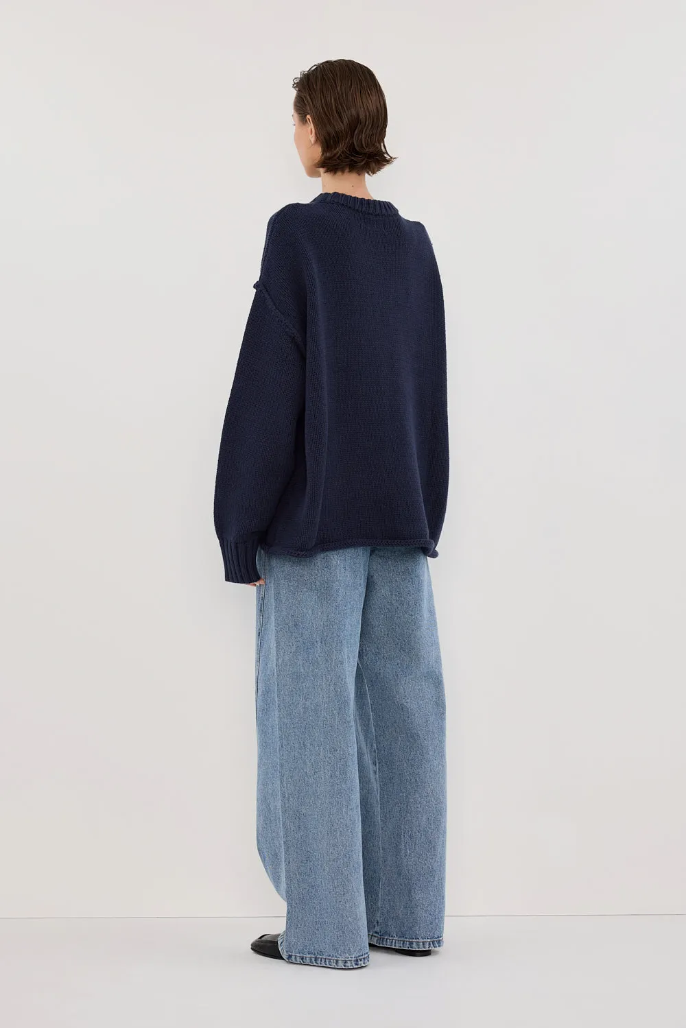 ROY NAVY LONGLINE KNIT JUMPER
