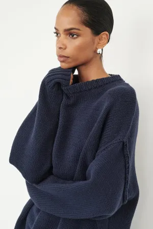 ROY NAVY LONGLINE KNIT JUMPER