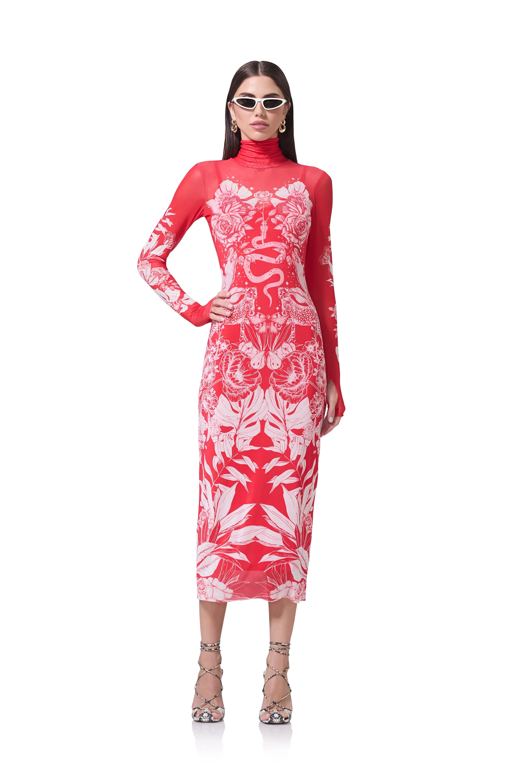 Shailene Dress - Red Botanical