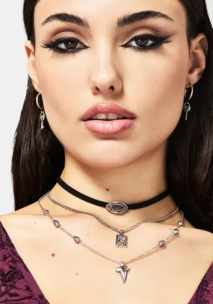Shark Tooth Black Pearl Layered Necklace