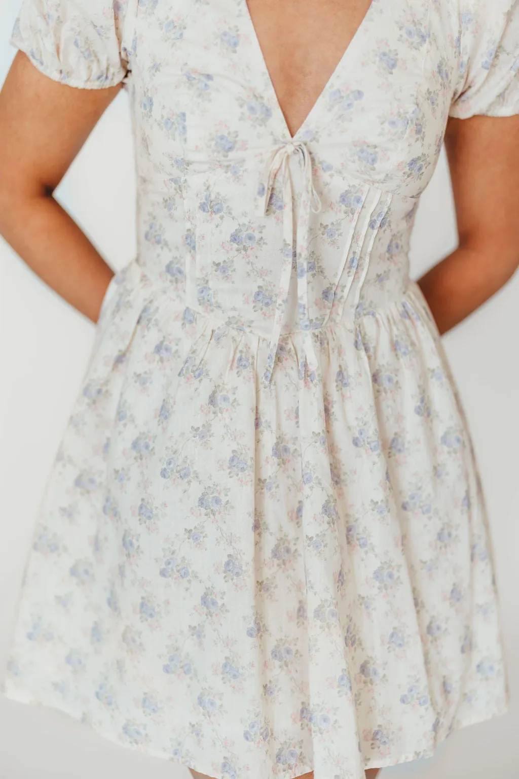Veronica Mini Dress in Cream/Lilac Floral