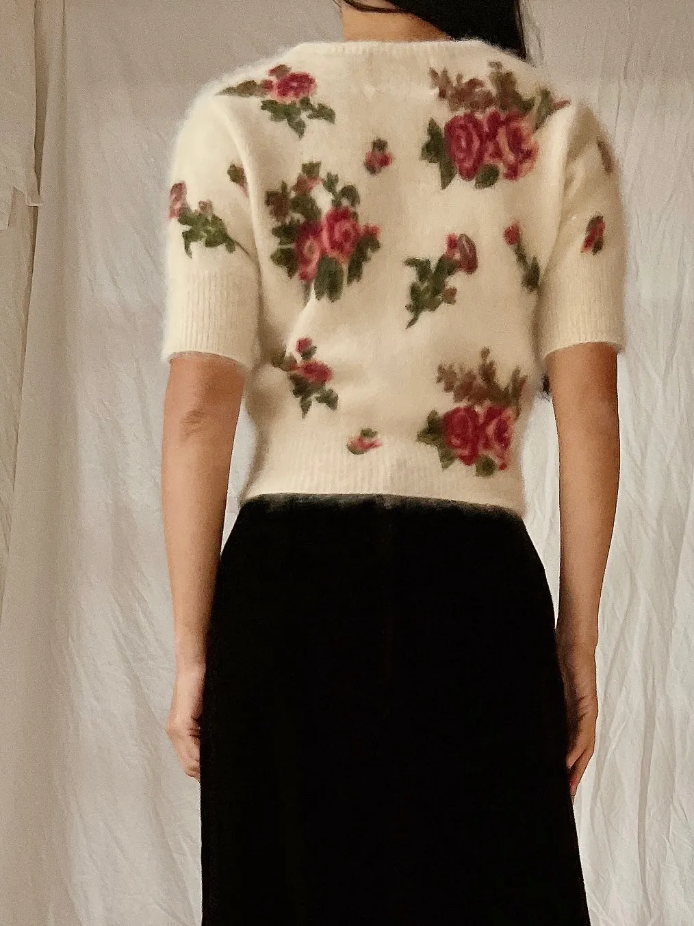 Vintage Angora Rose Pullover - XS