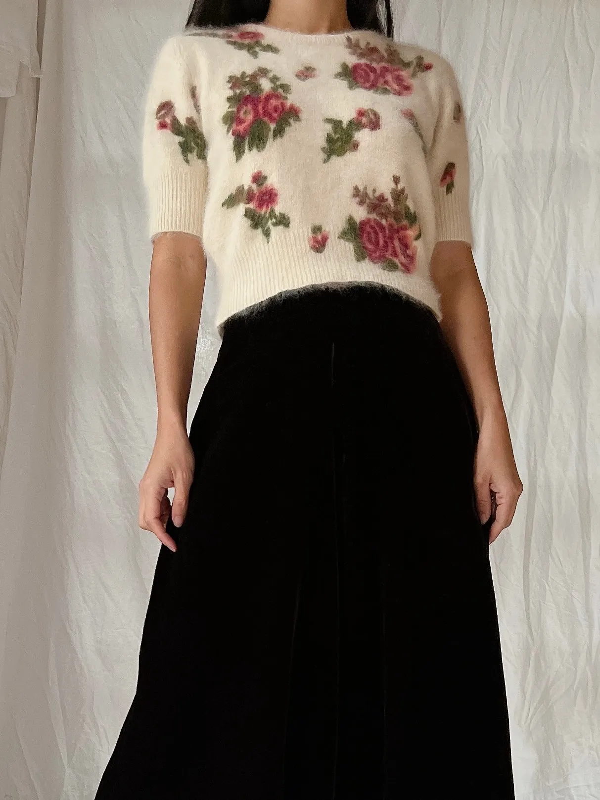 Vintage Angora Rose Pullover - XS
