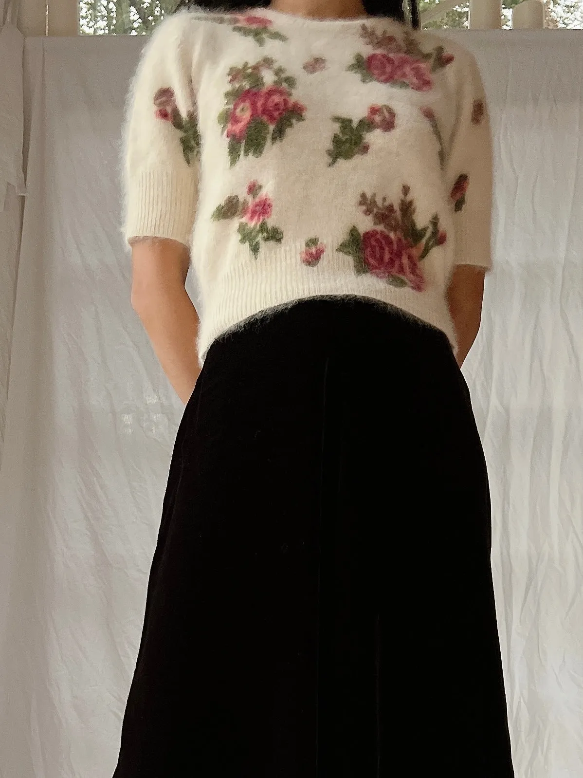 Vintage Angora Rose Pullover - XS