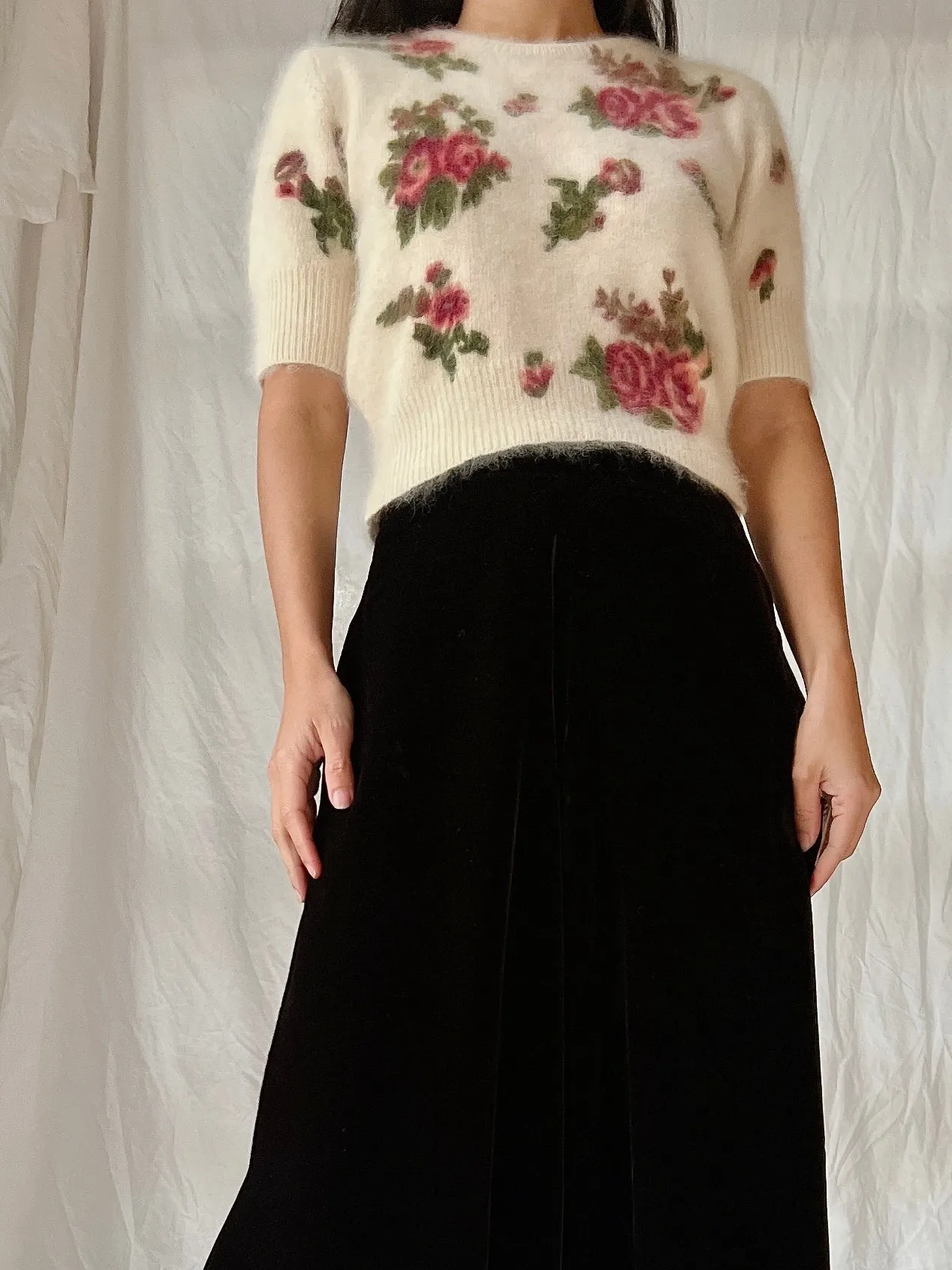 Vintage Angora Rose Pullover - XS