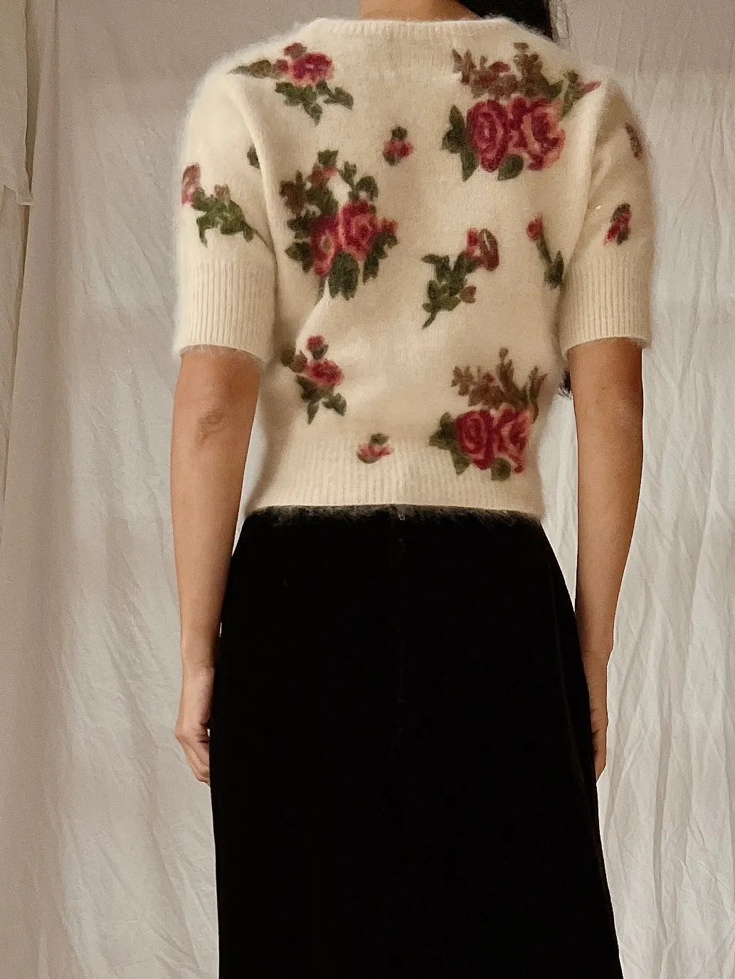 Vintage Angora Rose Pullover - XS