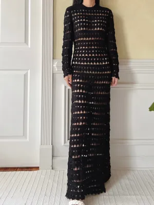 Vintage Black Crochet Dress - M