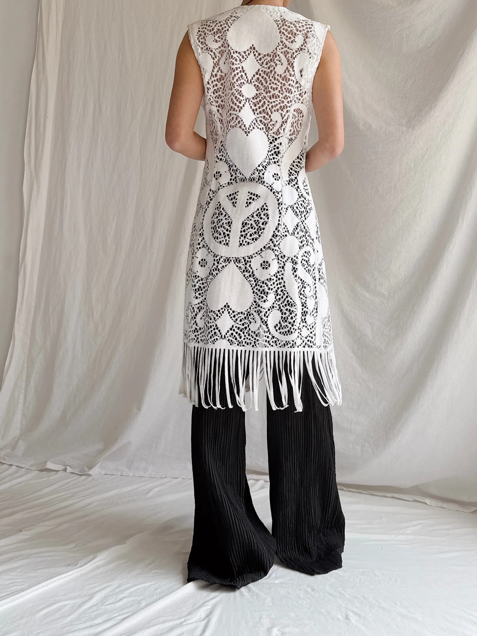 Vintage Carbur Fringe Duster Vest - S