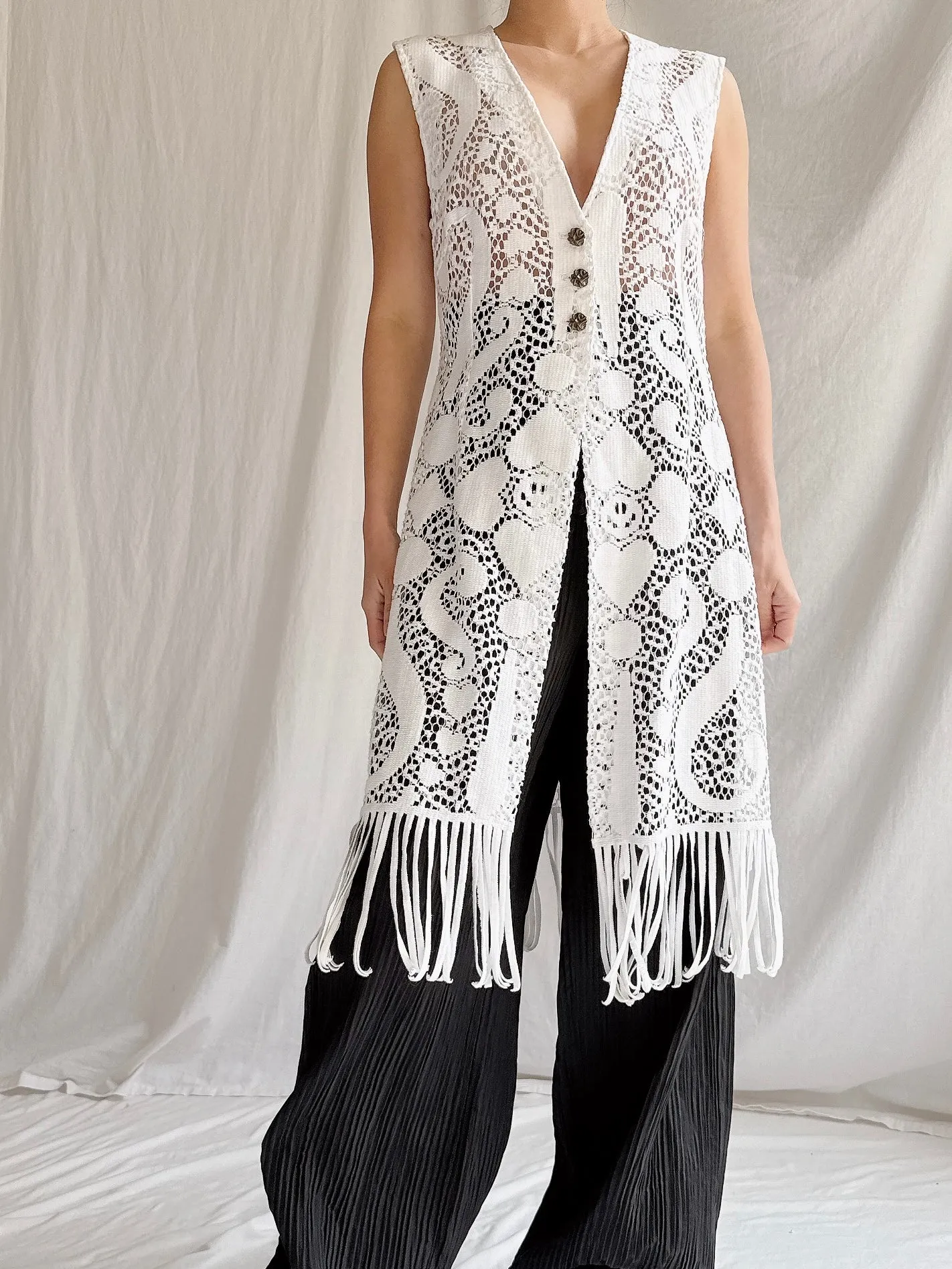 Vintage Carbur Fringe Duster Vest - S