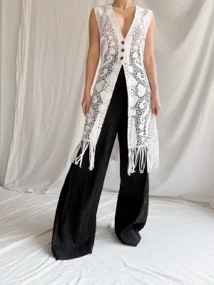 Vintage Carbur Fringe Duster Vest - S