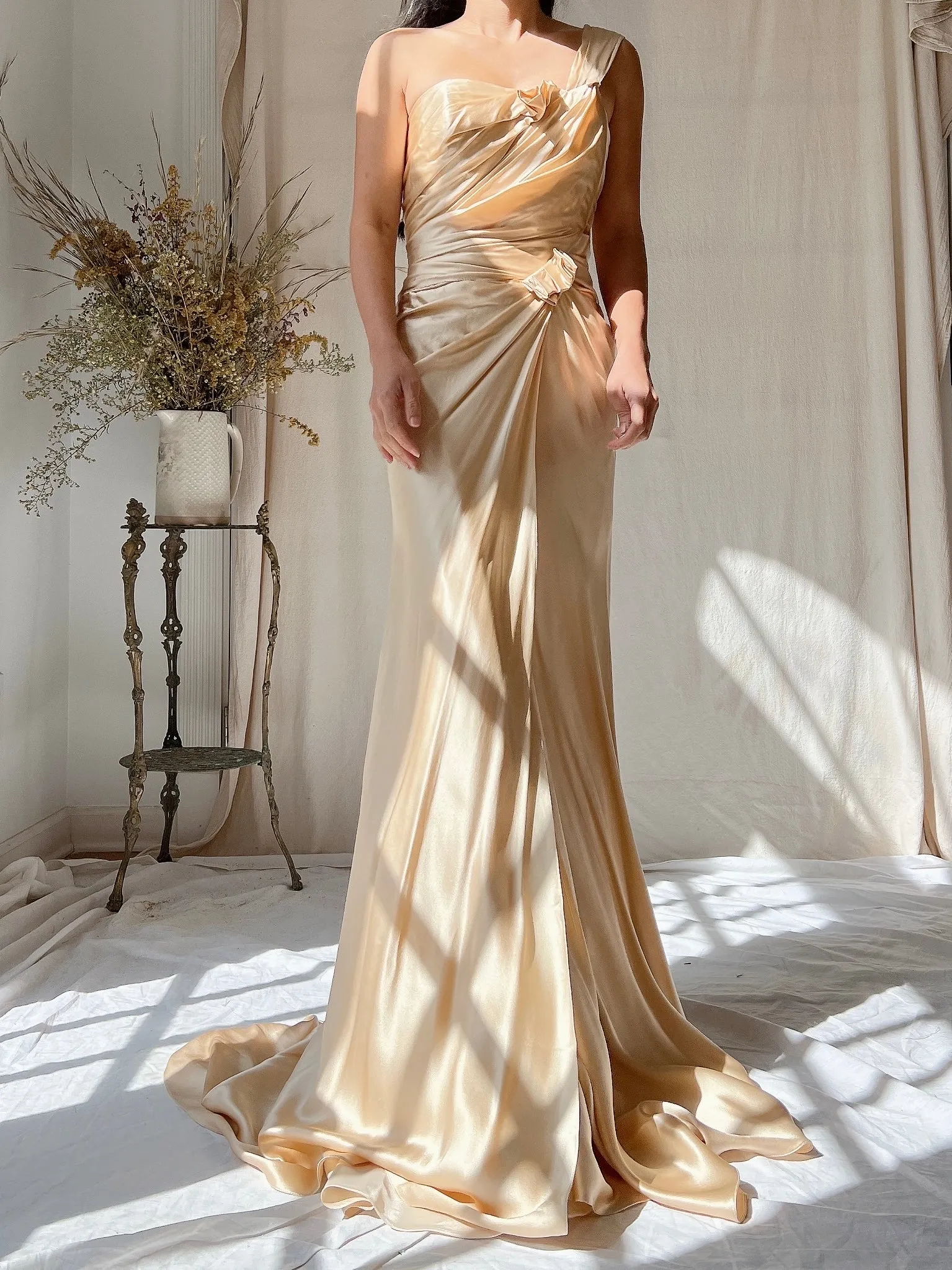Vintage David Fielden Charmeuse Silk Dress - S