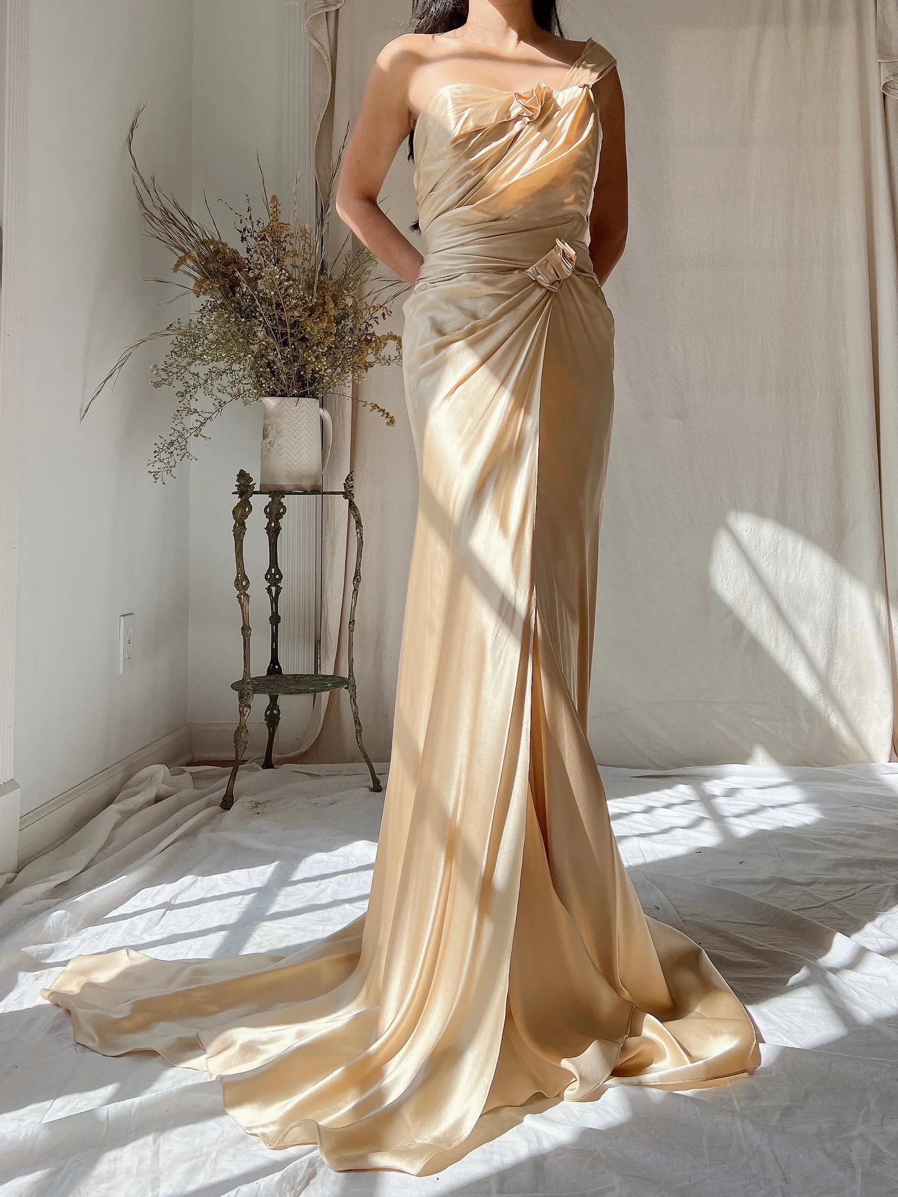 Vintage David Fielden Charmeuse Silk Dress - S