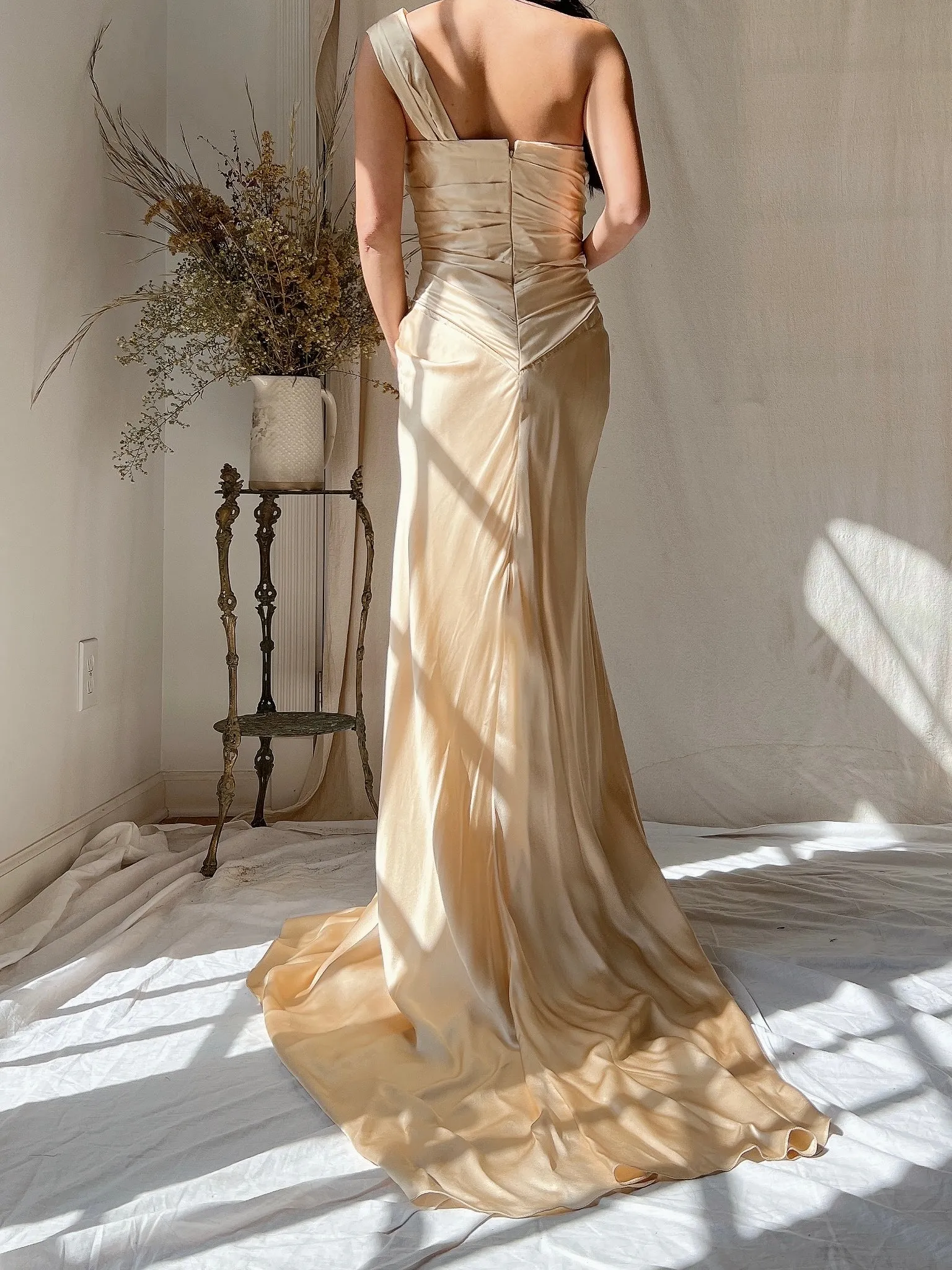 Vintage David Fielden Charmeuse Silk Dress - S