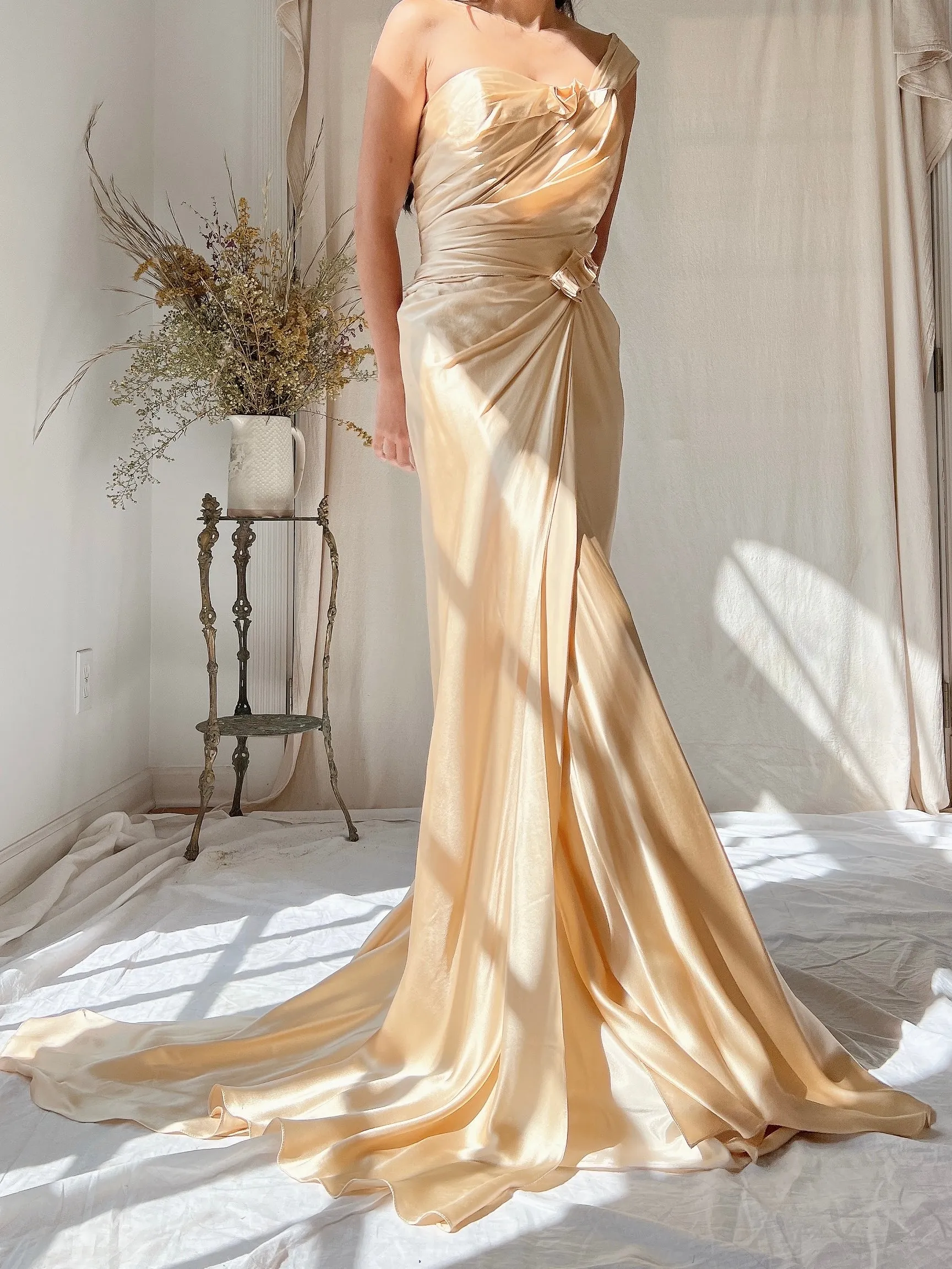 Vintage David Fielden Charmeuse Silk Dress - S