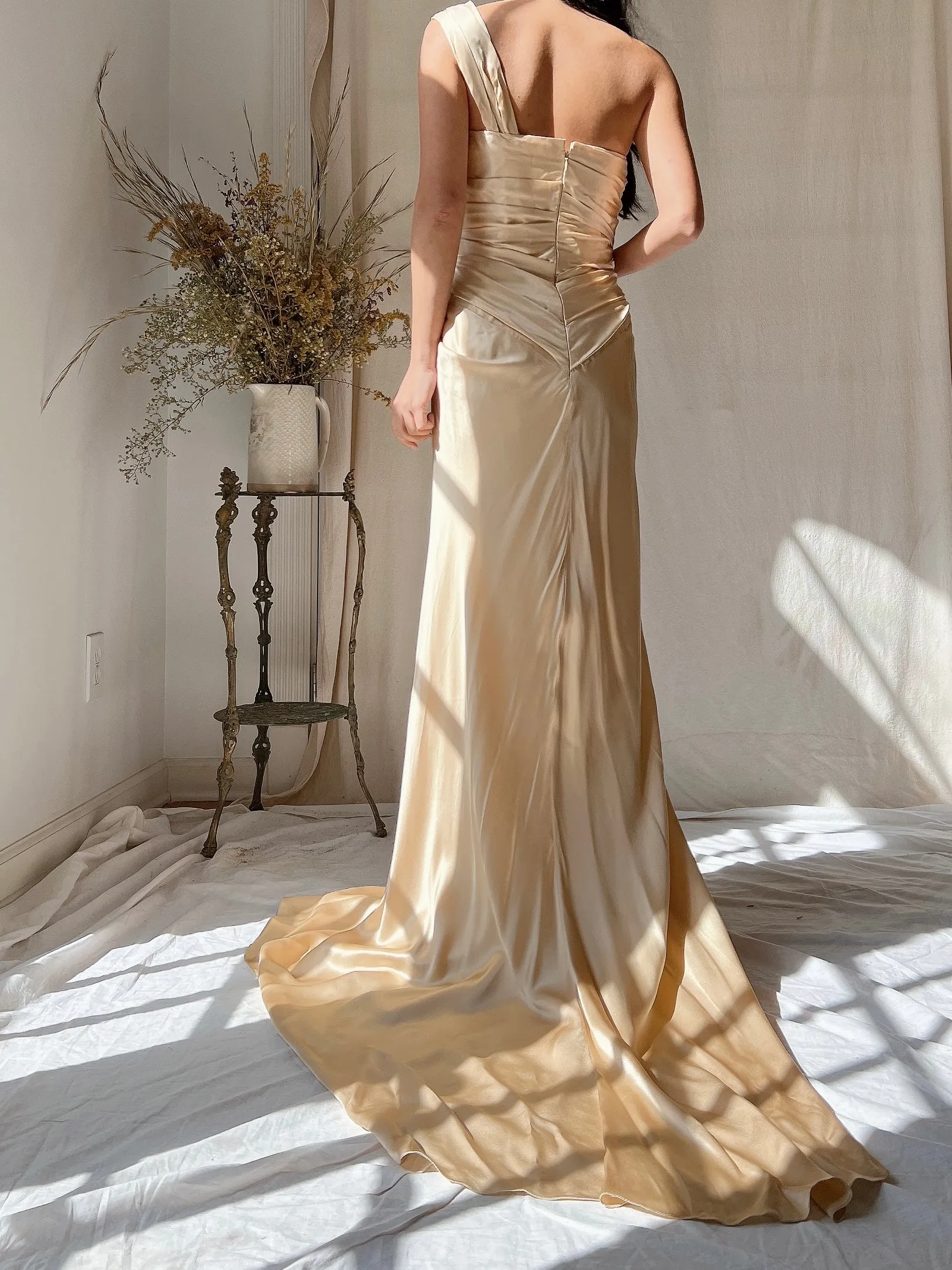 Vintage David Fielden Charmeuse Silk Dress - S