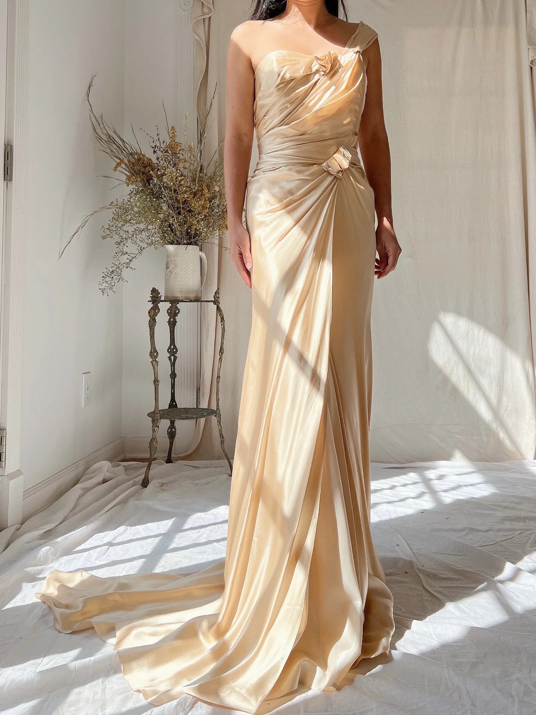 Vintage David Fielden Charmeuse Silk Dress - S
