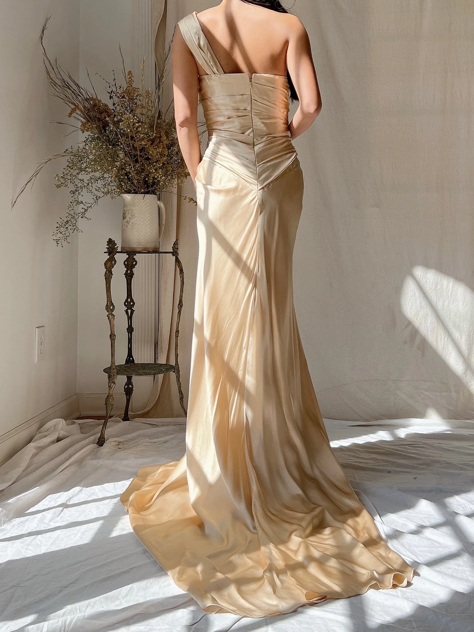 Vintage David Fielden Charmeuse Silk Dress - S