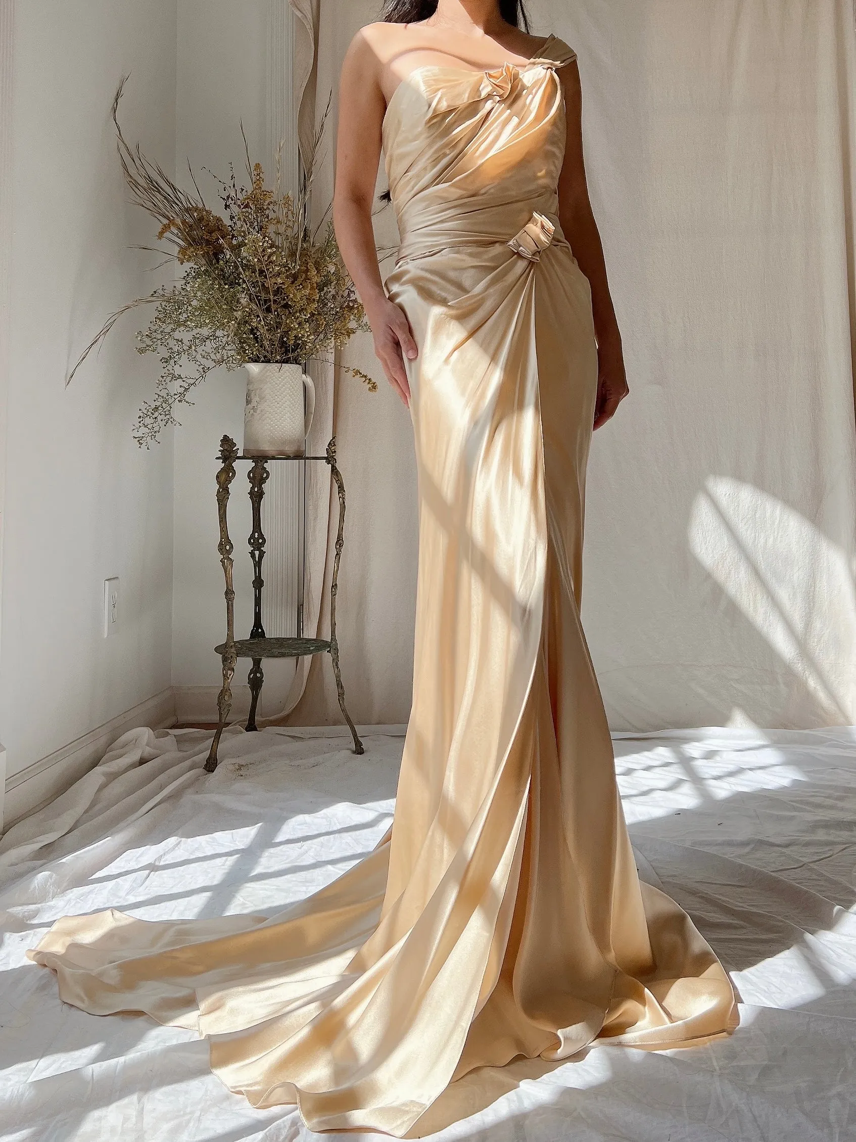 Vintage David Fielden Charmeuse Silk Dress - S