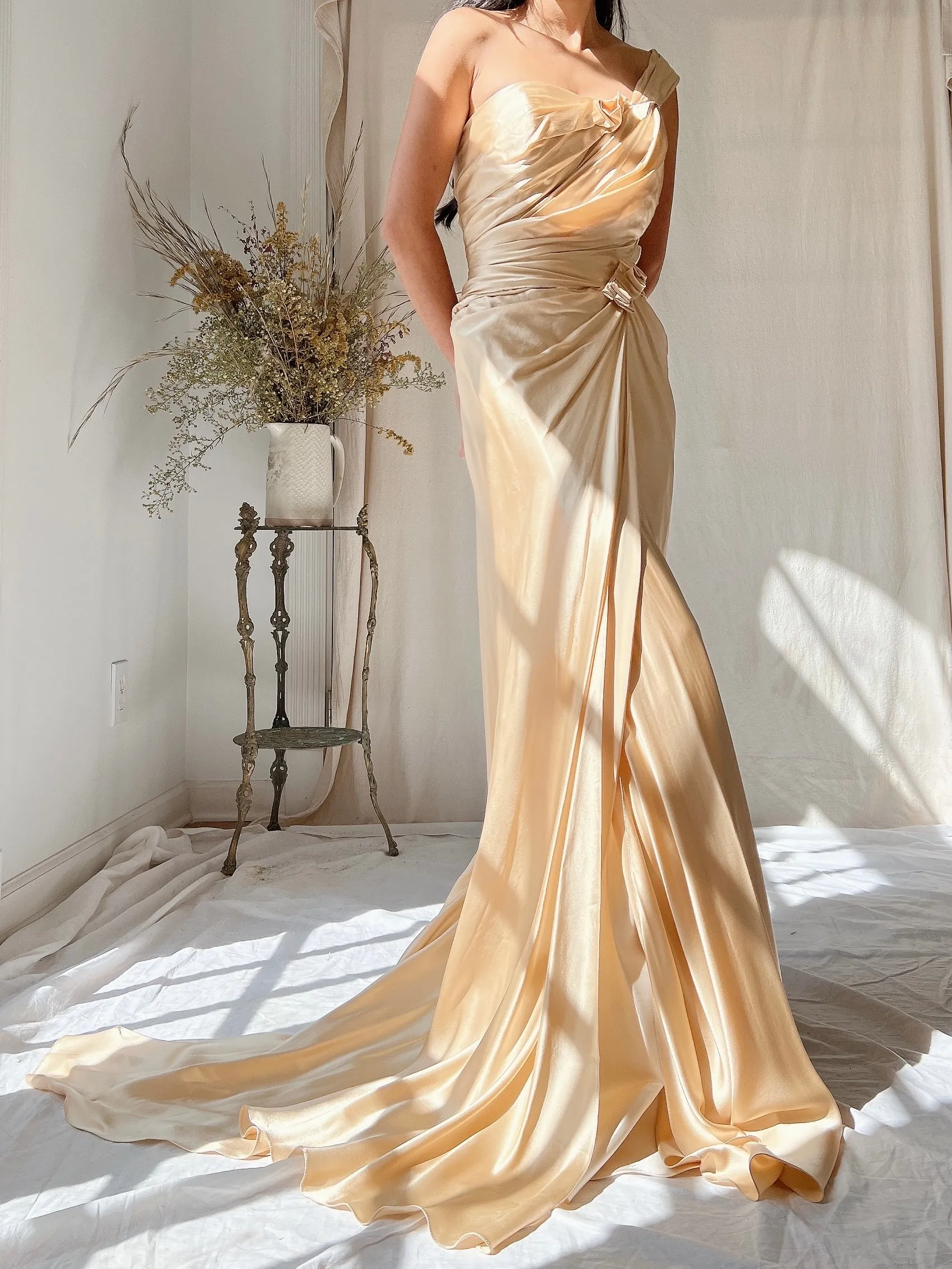 Vintage David Fielden Charmeuse Silk Dress - S